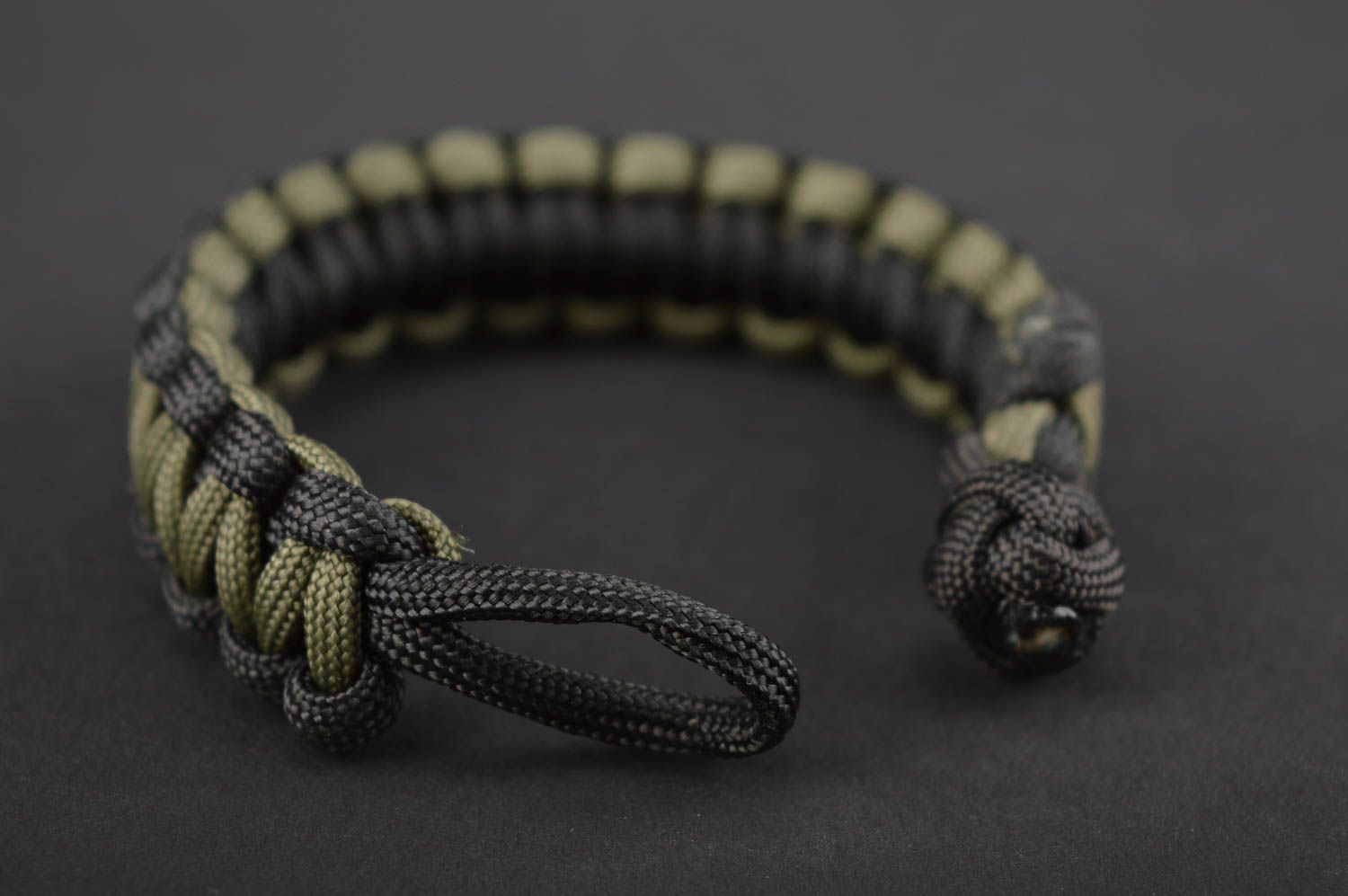 Handmade dark paracord bracelet unusual woven bracelet wrist accessory photo 5