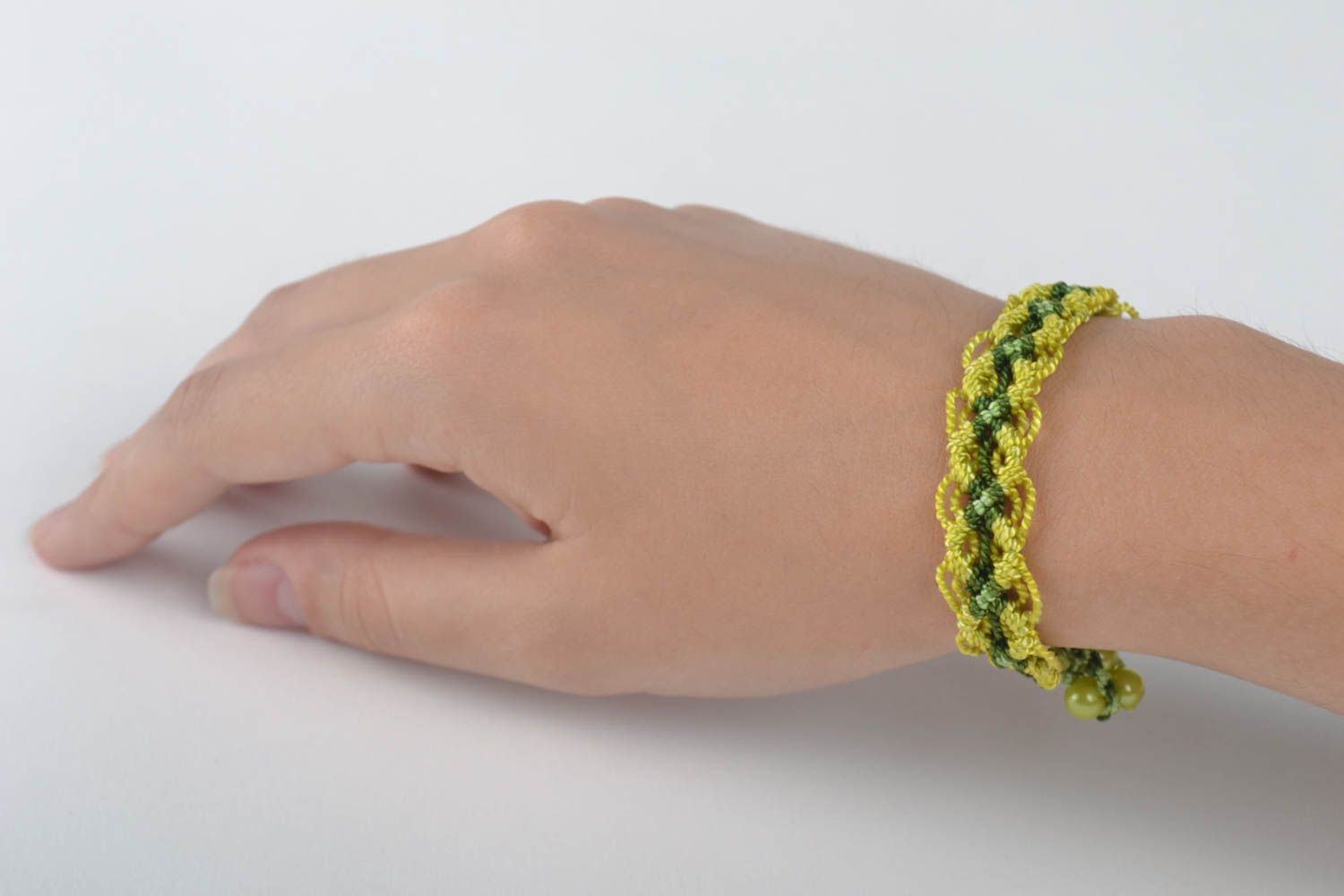 Armband Frauen handmade Schmuck für Frauen hellgrün Armband Stoff für Frauen foto 5