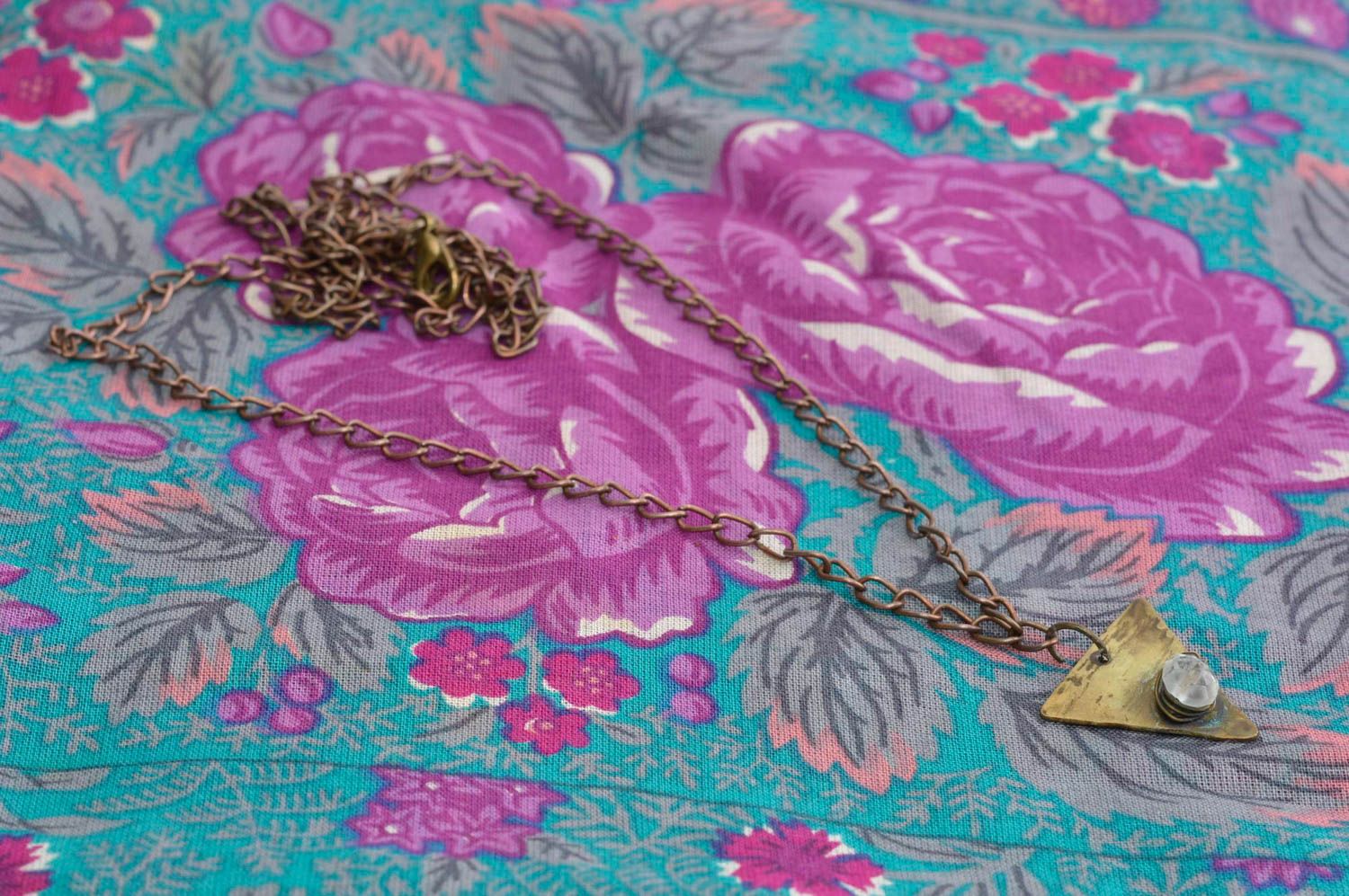 Handmade necklace designer neck accessory brass jewelry copper pendant photo 2