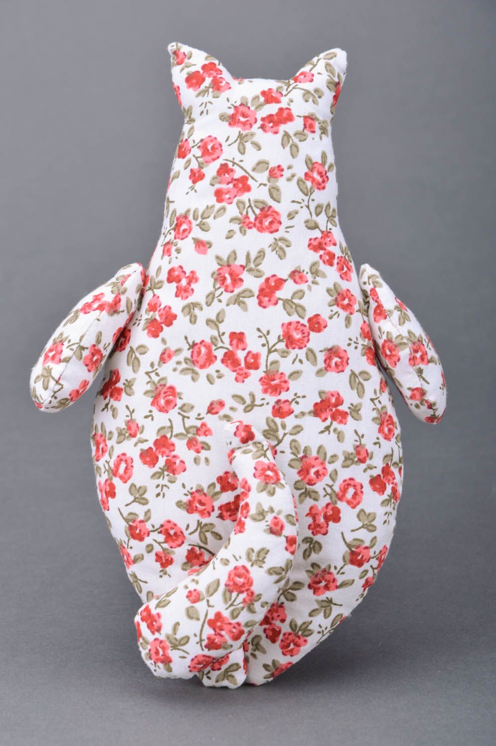 Peluche en coton à motif floral chat faite main originale décorative petite photo 5