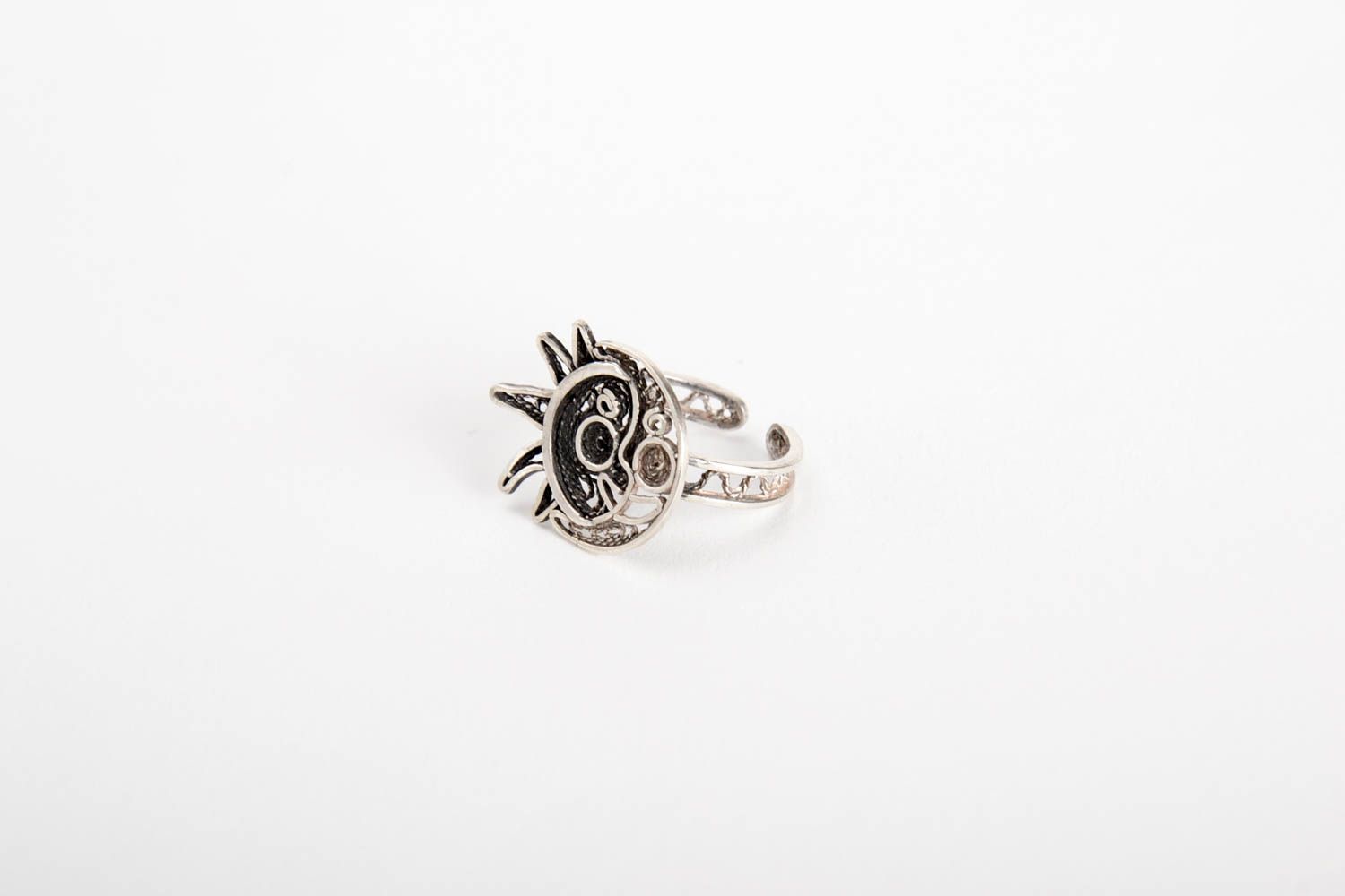 Серебряное украшение ручной работы серебряное кольцо луна солнце женское кольцо фото 4