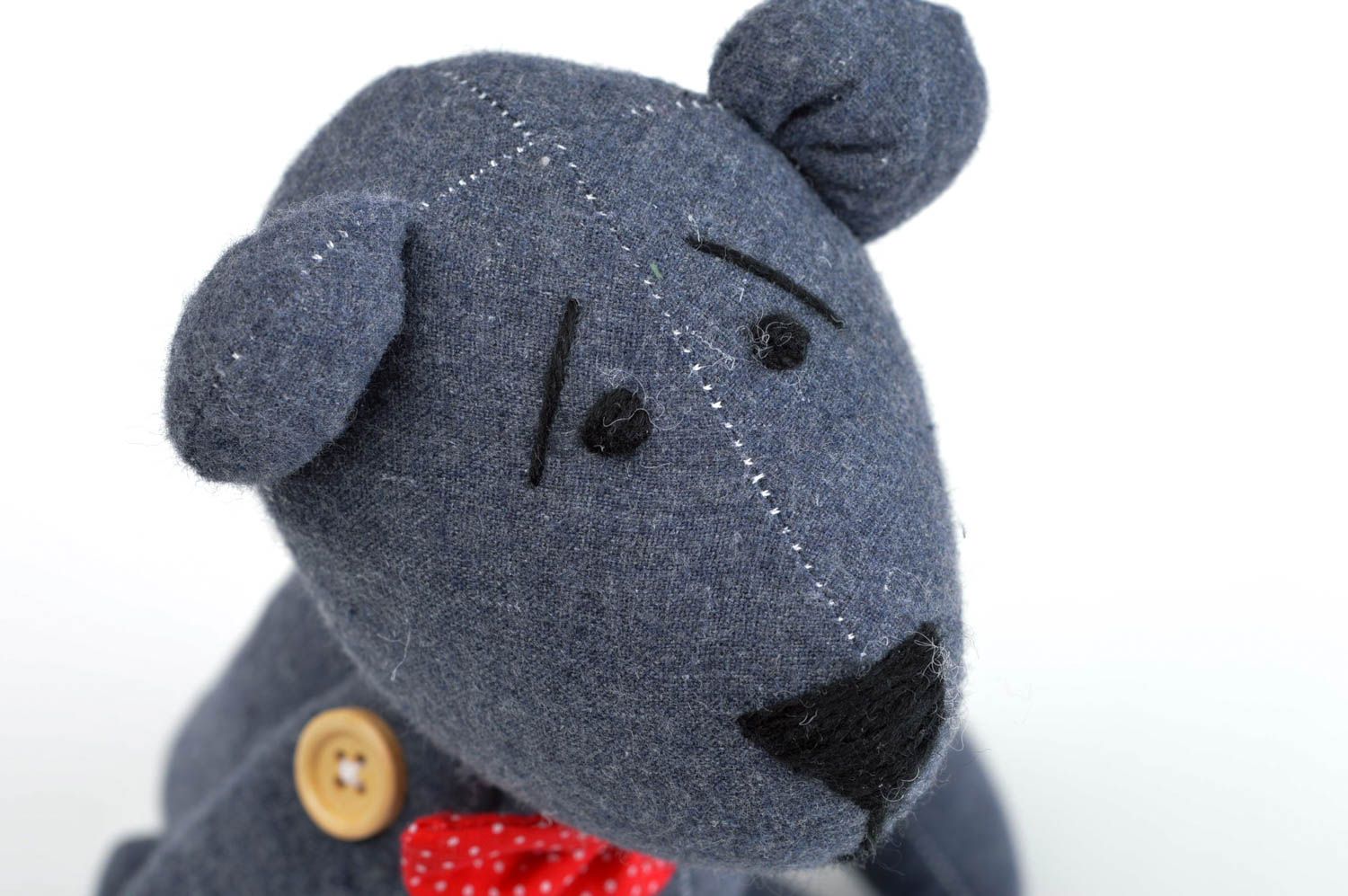 Jouet ours gris Peluche faite main en coton naturel Cadeau pour enfant photo 5