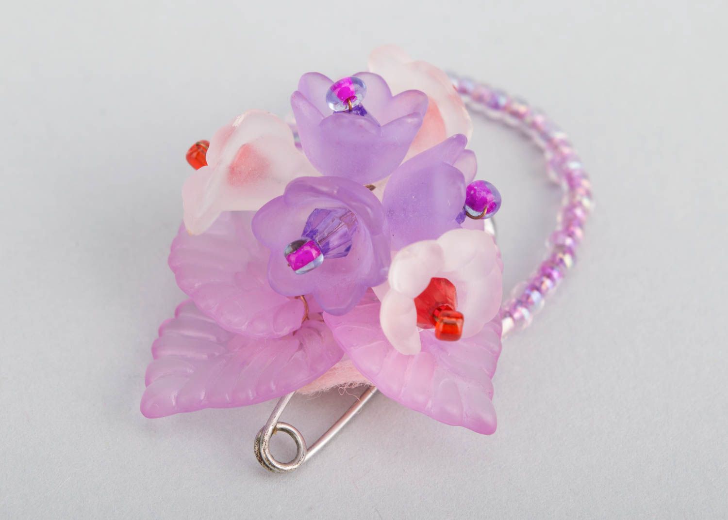 Brosche Blume handgemacht Glasperlen Schmuck Accessoire für Frauen bunt grell foto 4