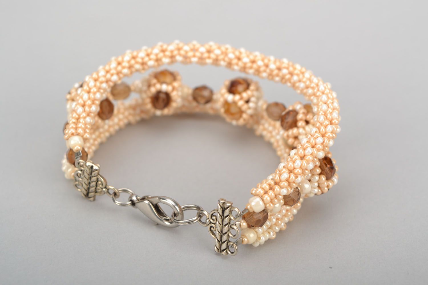 Caramel beads chain charm bracelet for girl photo 5