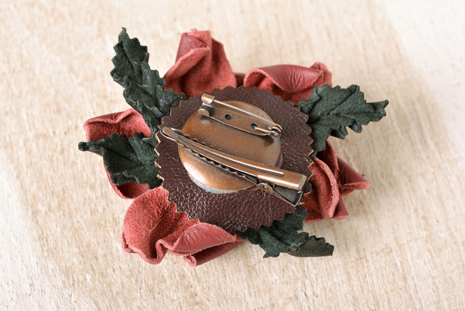 Handmade jewelry leather brooch flower brooch flower hair clip gifts for girls photo 4