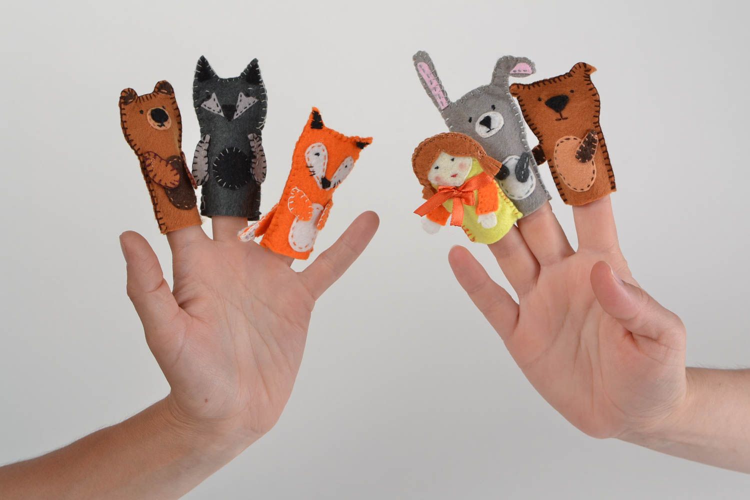 Kleines Finger Kuscheltier für Puppen Theater aus Filz künstlerische Handarbeit foto 2