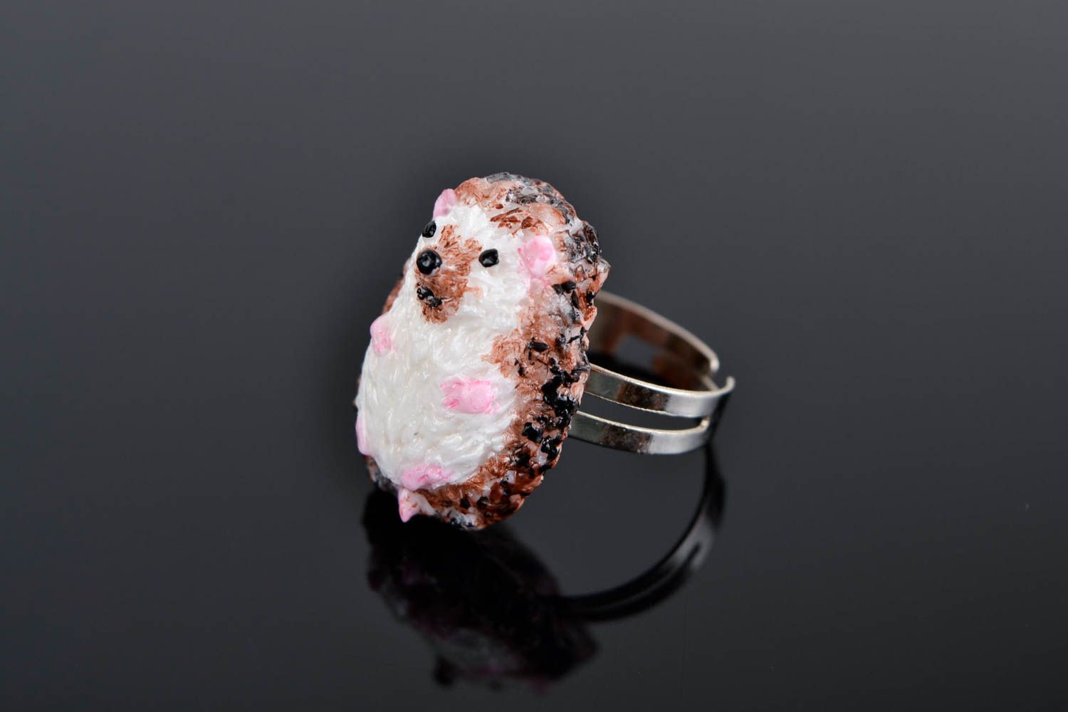 Schöner Ring handmade Damen Modeschmuck Igel ungewöhnlich Polymer Clay Schmuck foto 1
