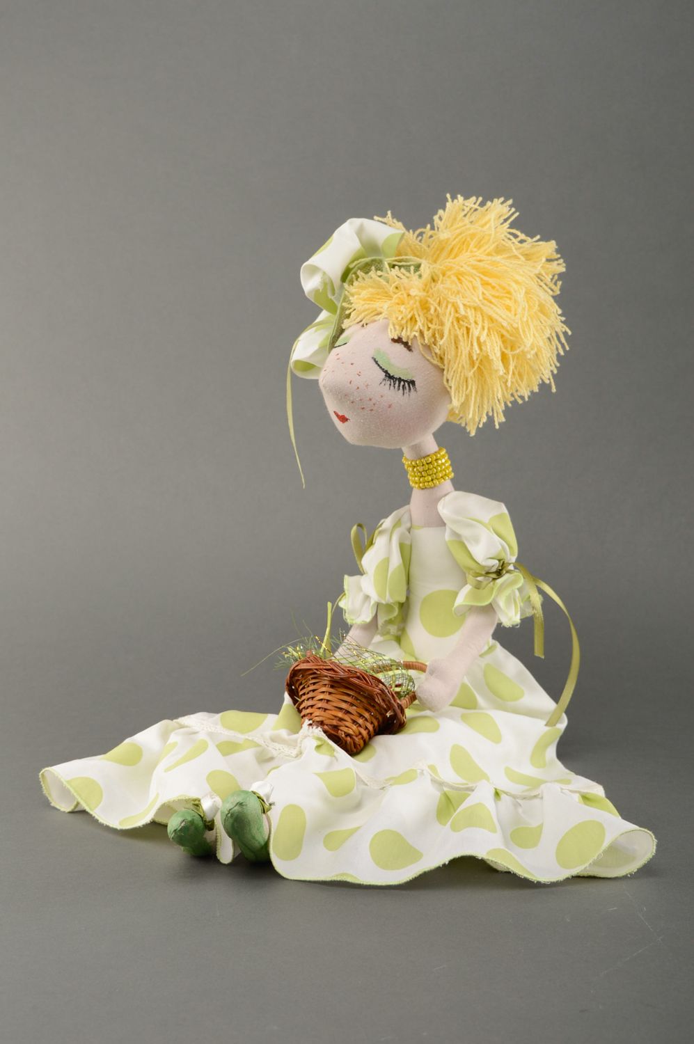 Handmade designer doll sewn of fabric photo 1