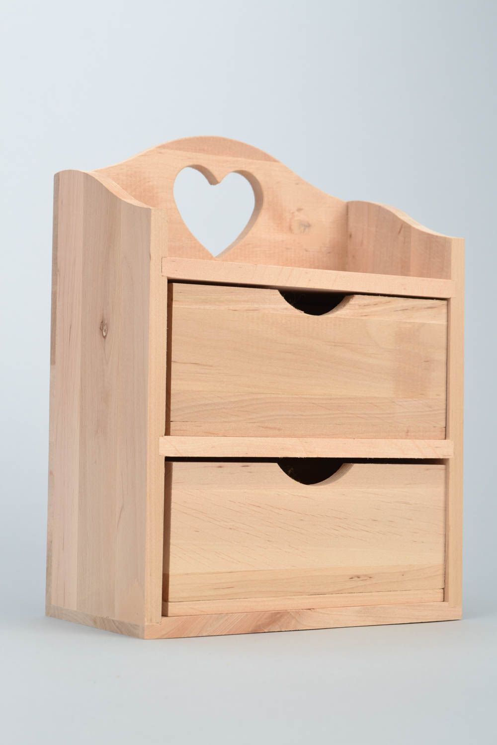 Handmade small wooden mini bureau jewelry box craft blank for decoration photo 1