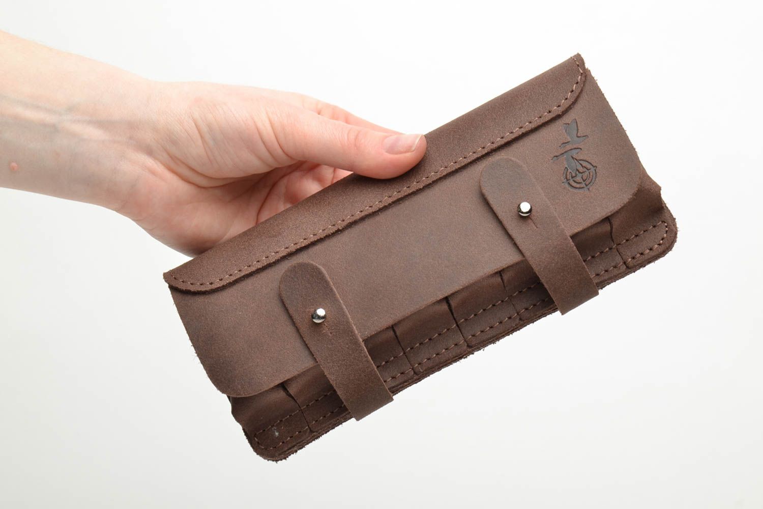 Brown genuine leather cartridge pouch photo 4