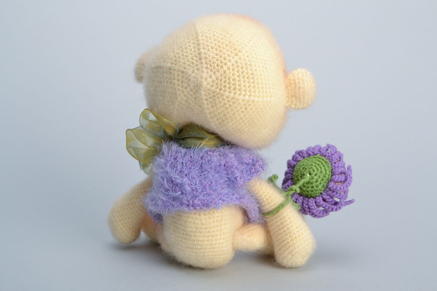 Fluffy crochet wool toy bear photo 4