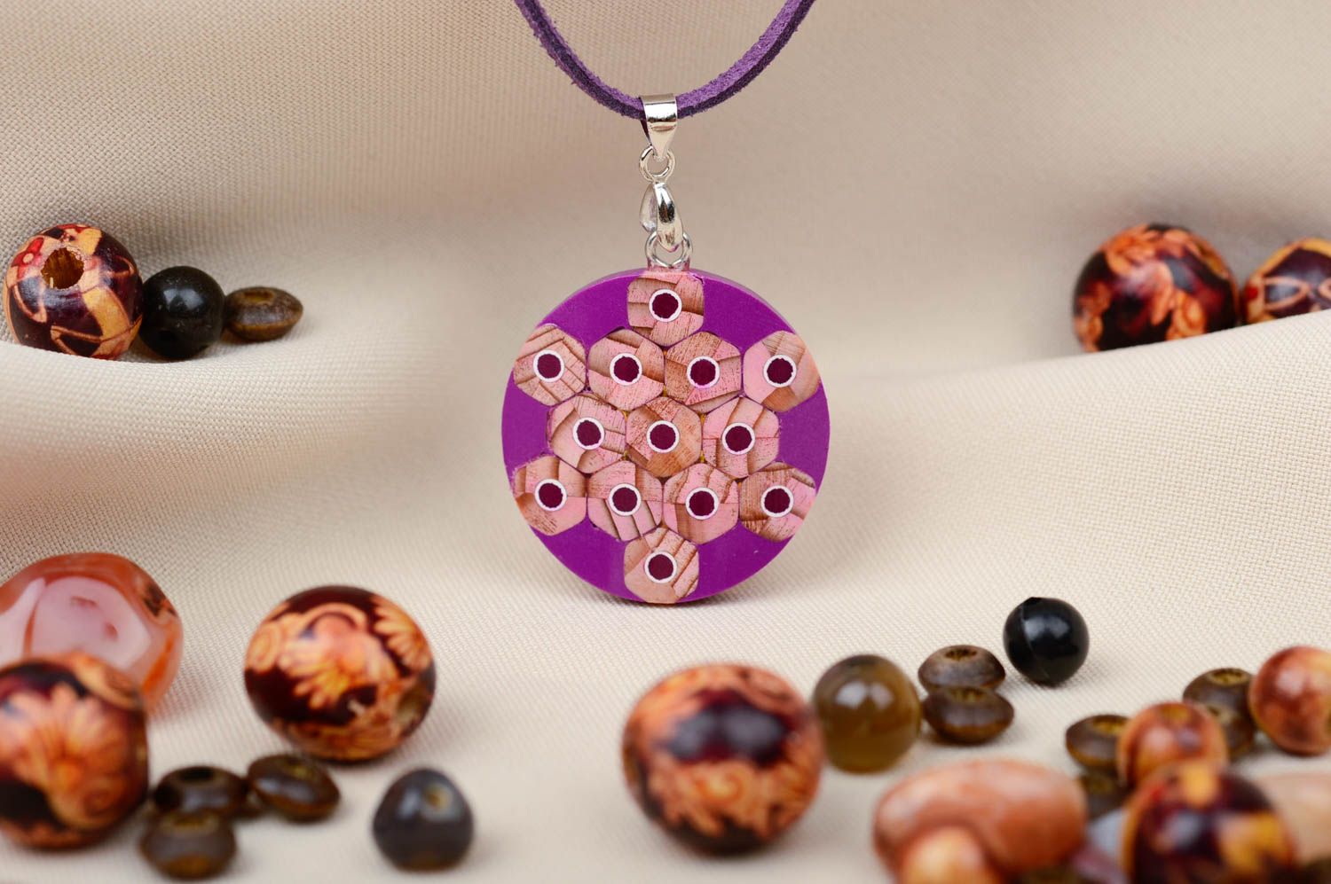 Handmade pendant designer accessory gift ideas unusual jewelry wooden pendant photo 1