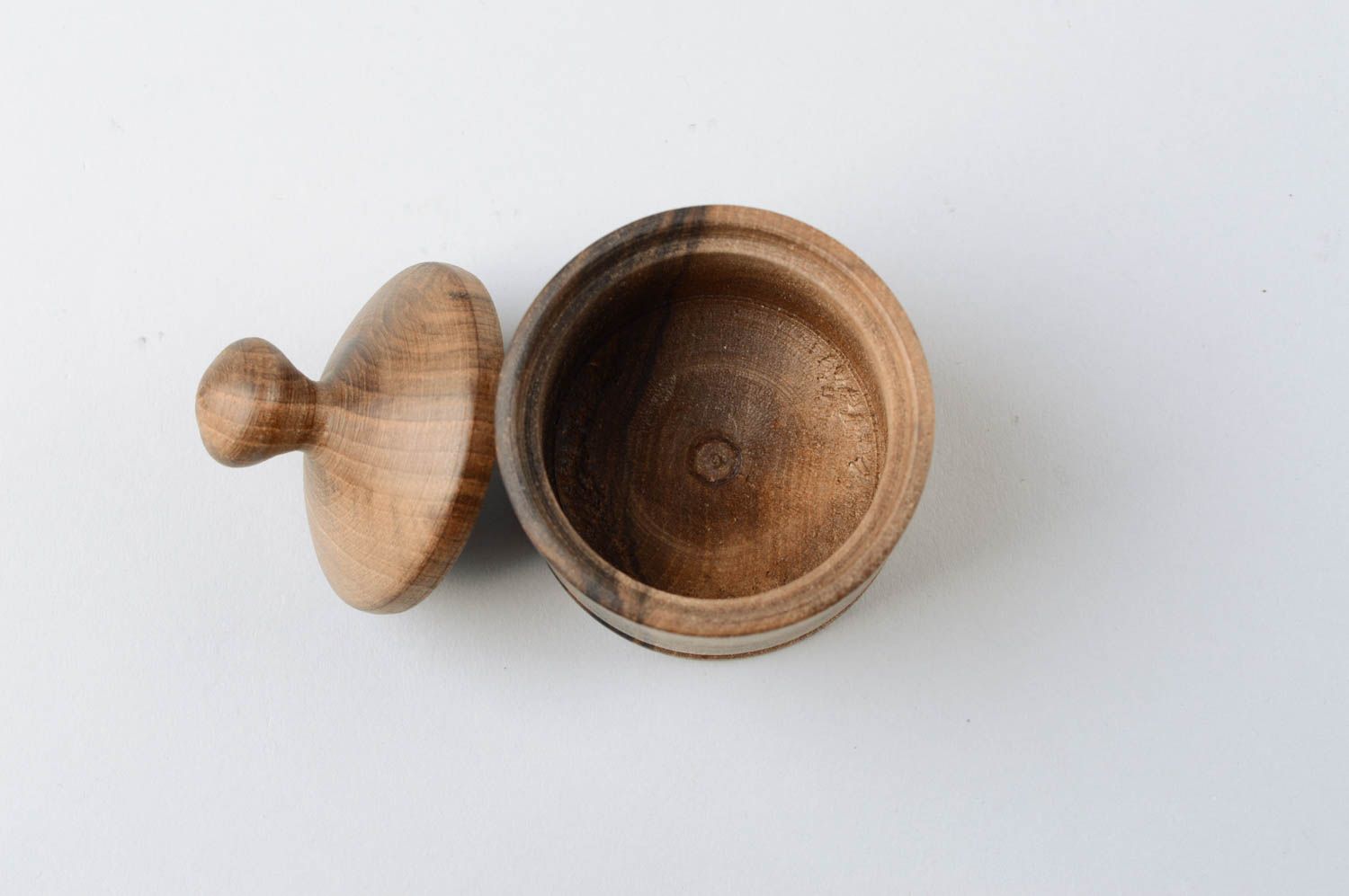 Pot à épices fait main en bois Bocal de cuisine avec couvercle Ustensile cuisine photo 5