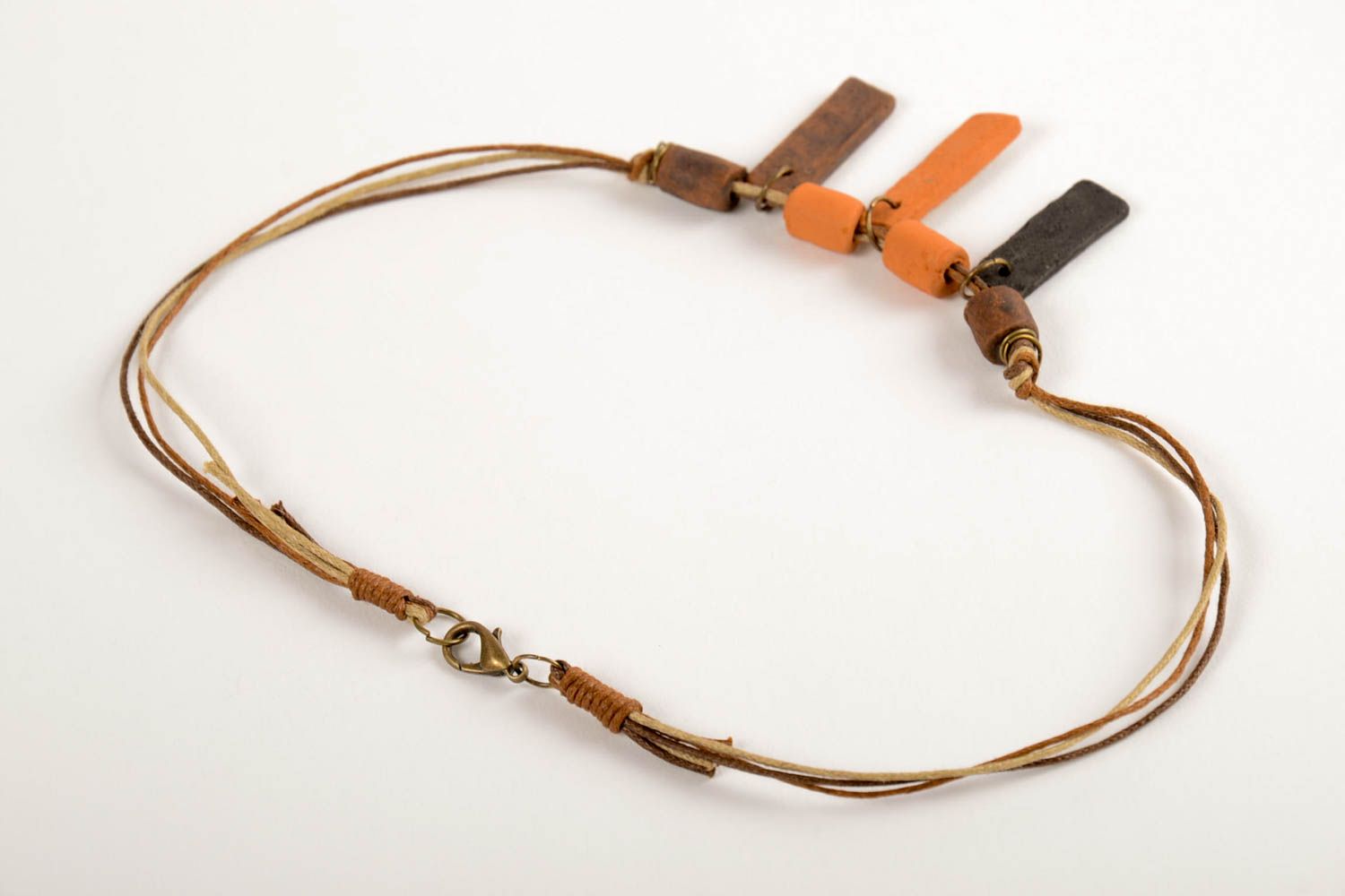 Handmade beaded necklace unusual stylish accessory ceramic necklace gift photo 3