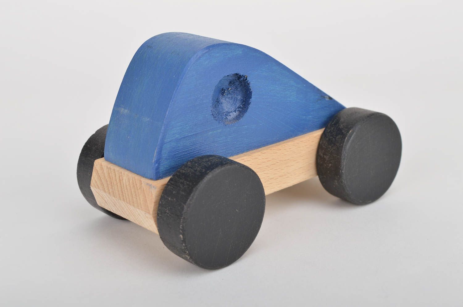 Blaues Auto handmade Spielzeug Holz Geschenk für Kinder Spielzeug aus Holz toll foto 3