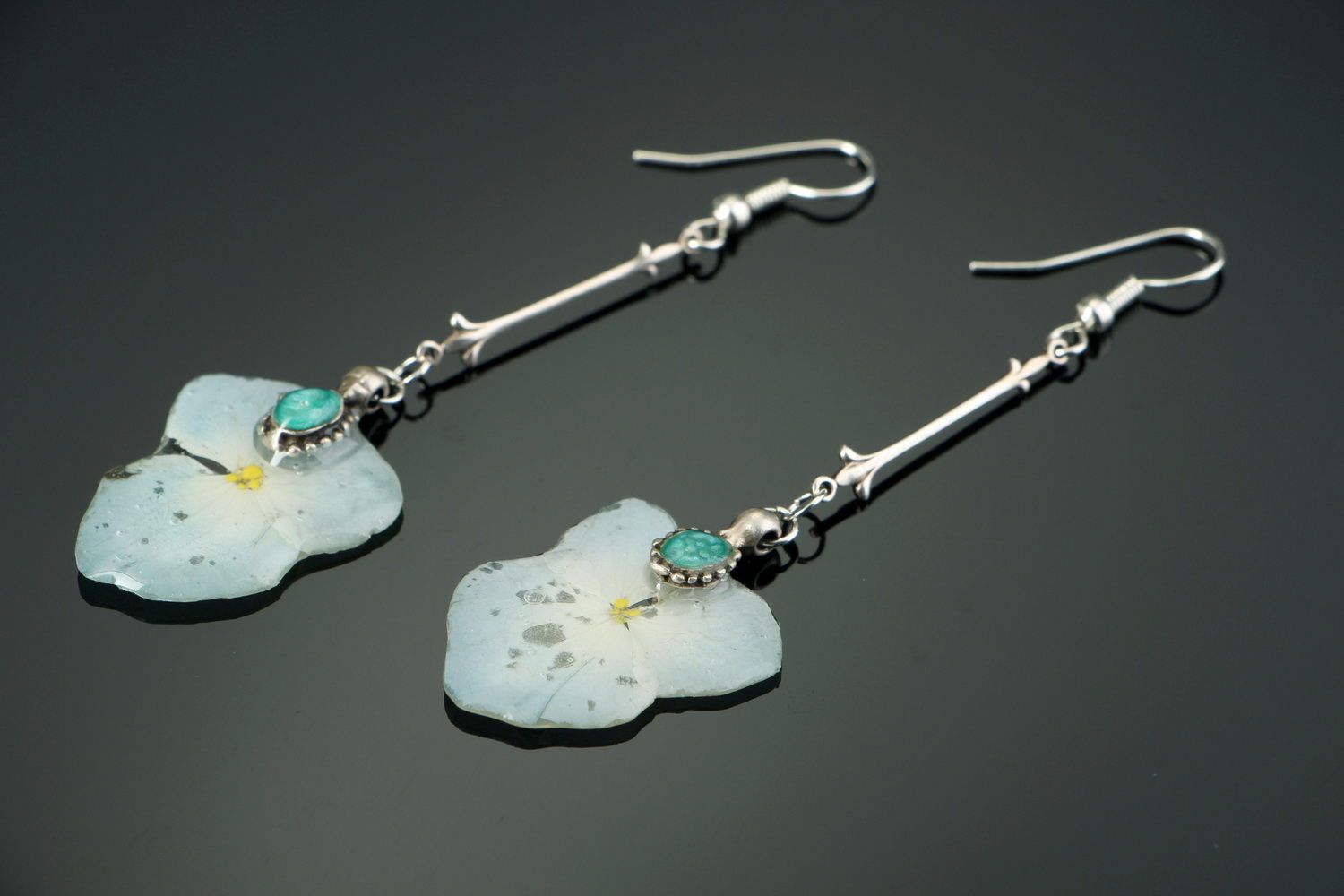Long earrings with flowers of hydrangea photo 1