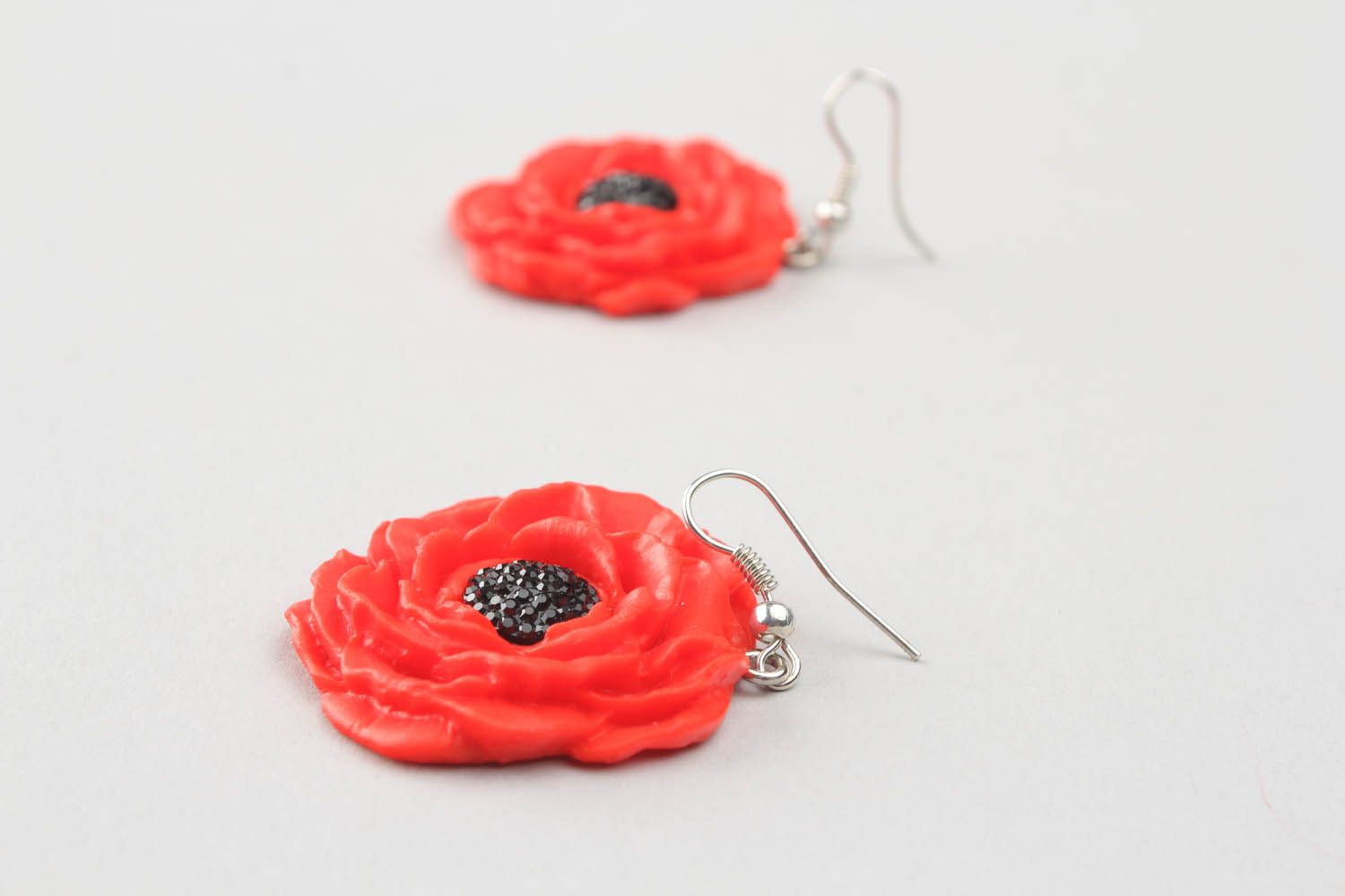 Polymer clay earrings Poppies photo 4