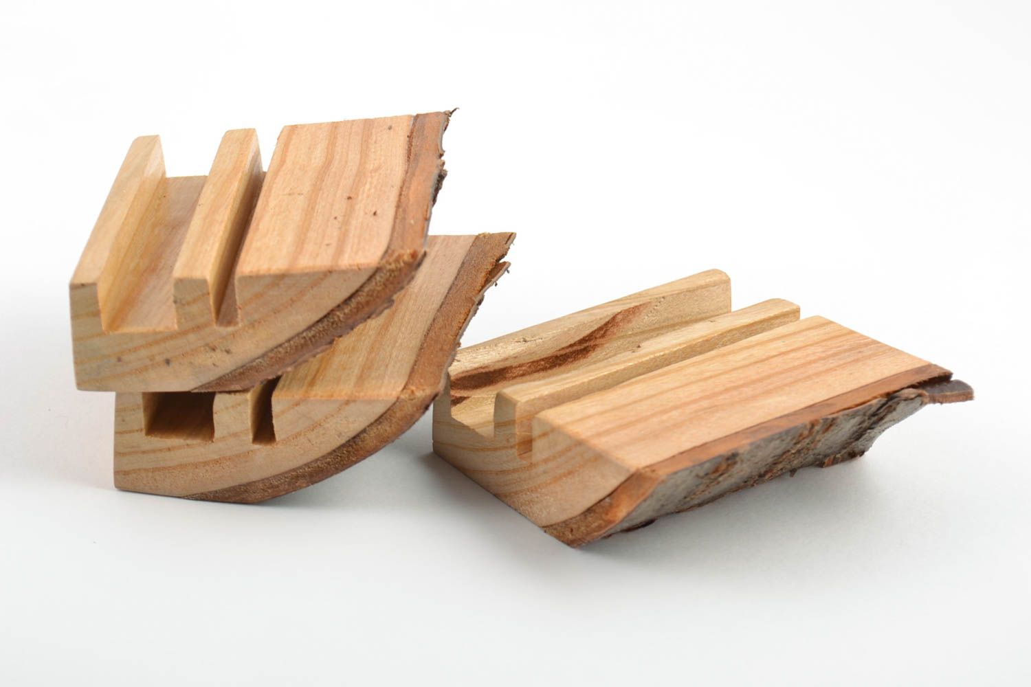 Sujetadores para celulares cológicos de madera artesanales bonitos 5 piezas foto 2