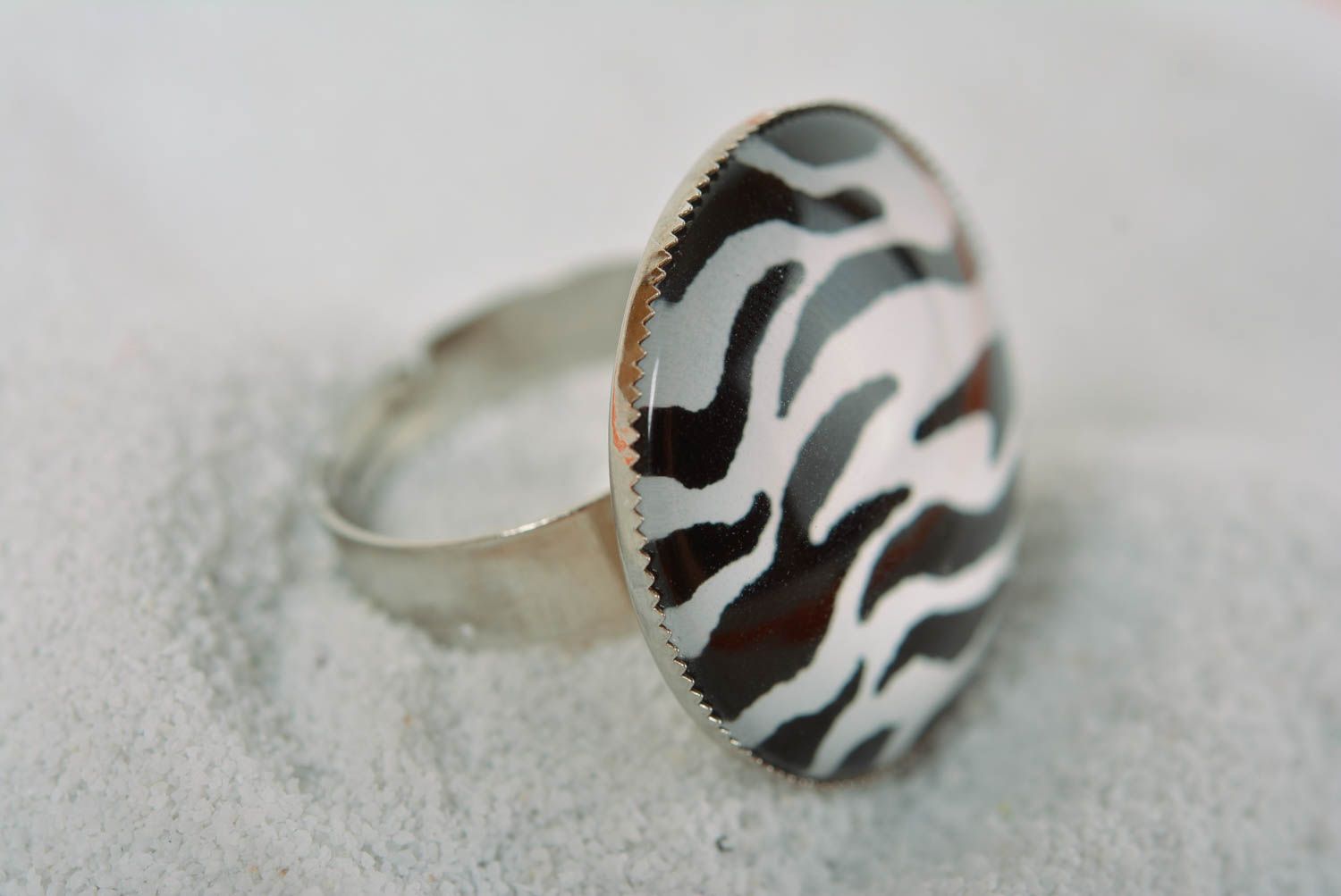 Кольцо ручной работы модная бижутерия круглое кольцо с животным принтом фото 2