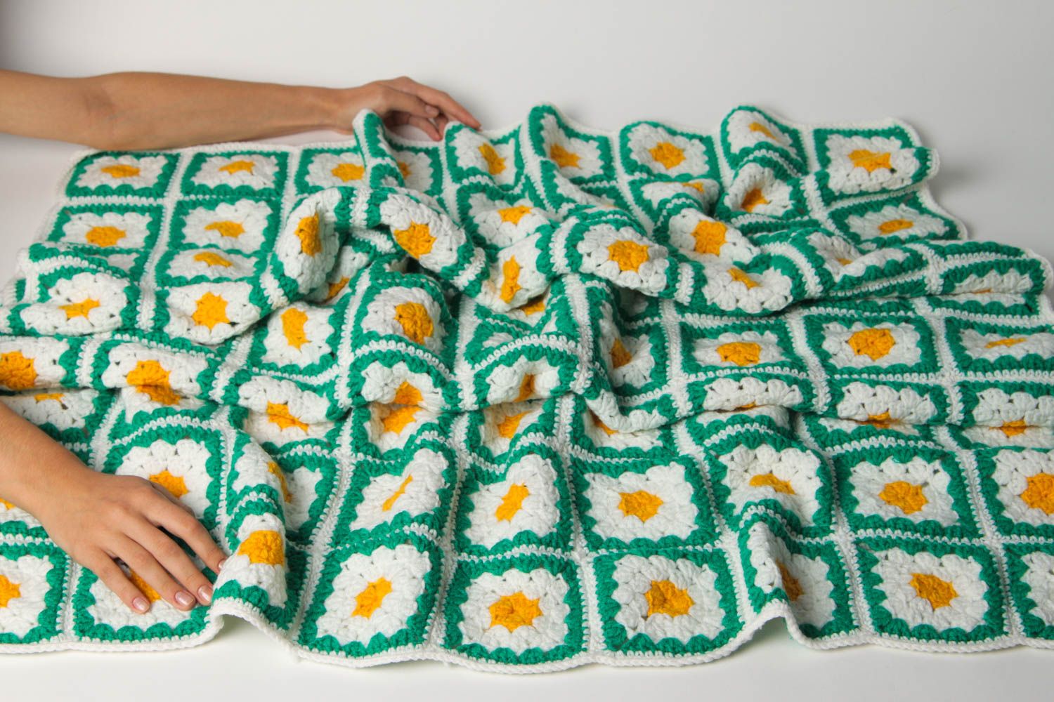 Knitted plaid designer blanket handmade home decor present for mothers photo 2