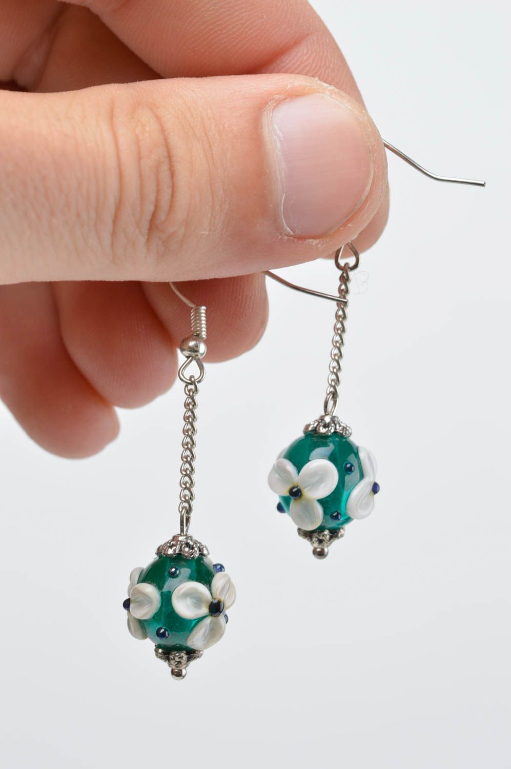 Long unusual earrings glass handmade earrings stylish designer earrings photo 5