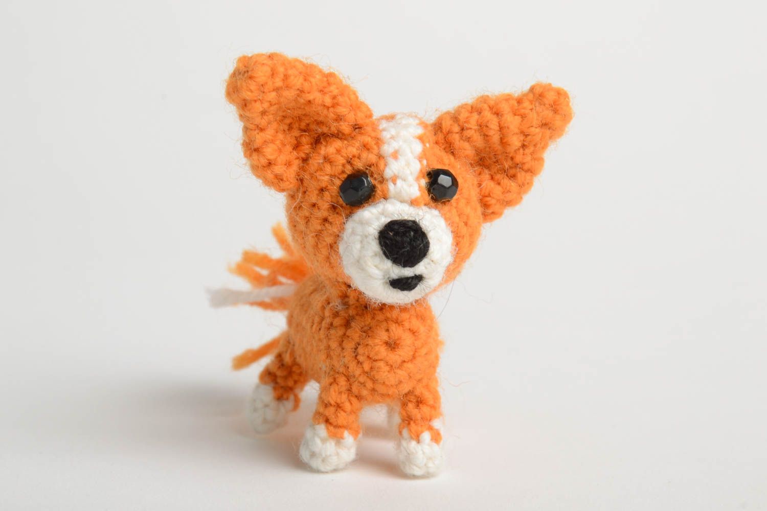 Handmade crocheted designer soft toy stylish dog unique present for children photo 2