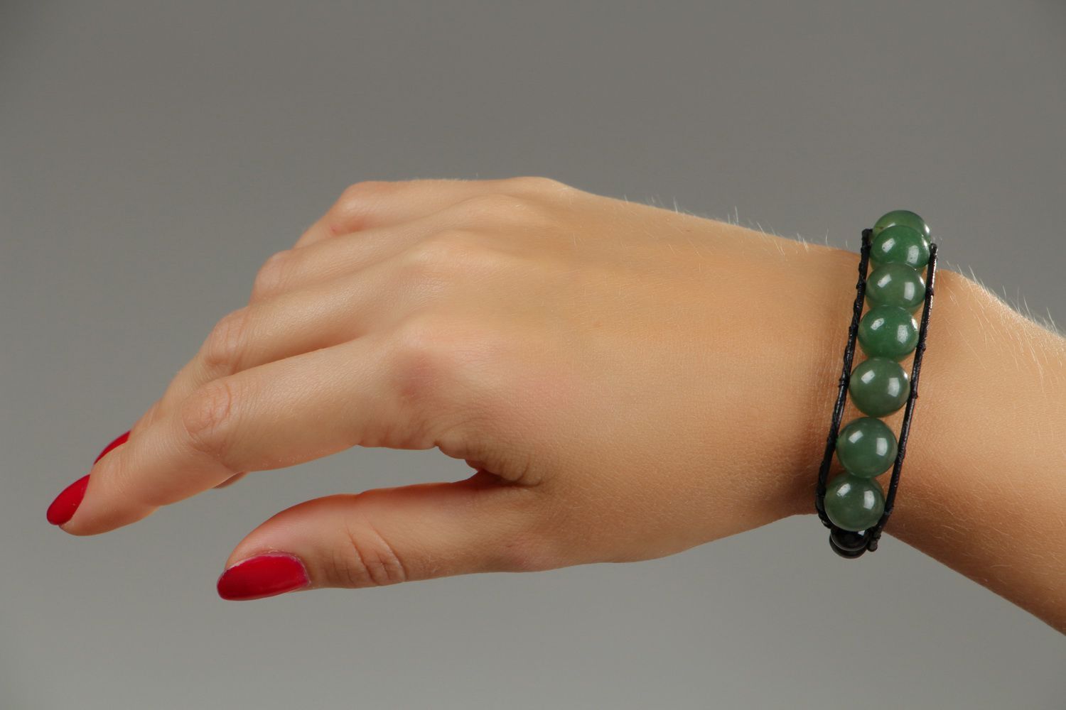 Bracelet jade néphrite fait main photo 4
