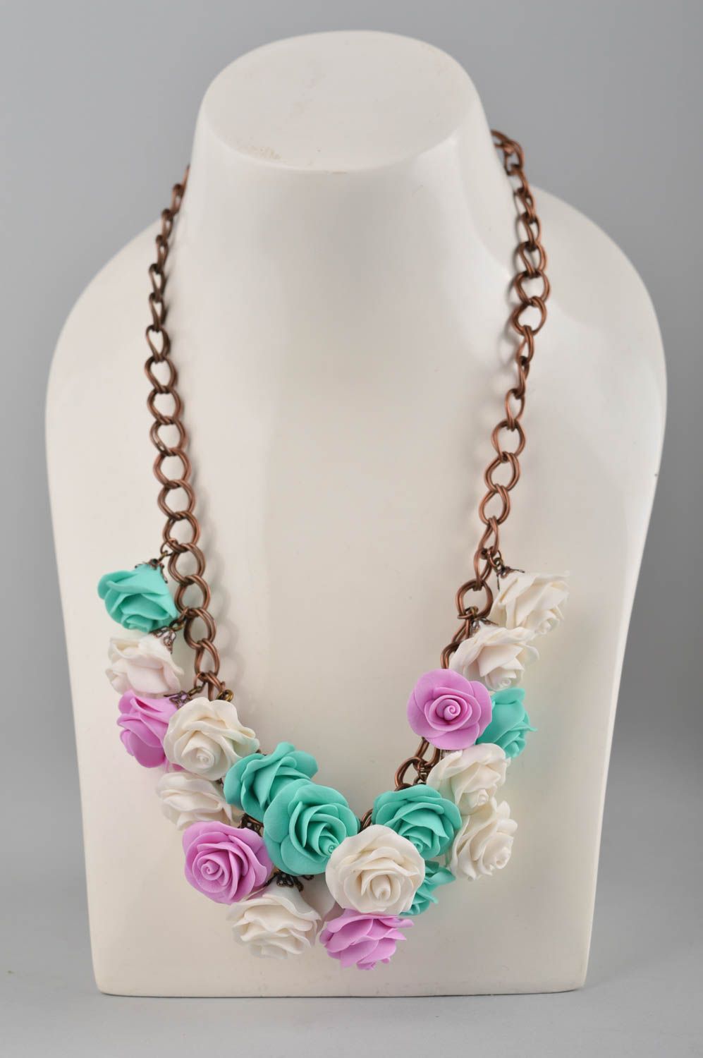 Handmade necklace polymer clay flower jewelry necklaces for women chain necklace photo 1