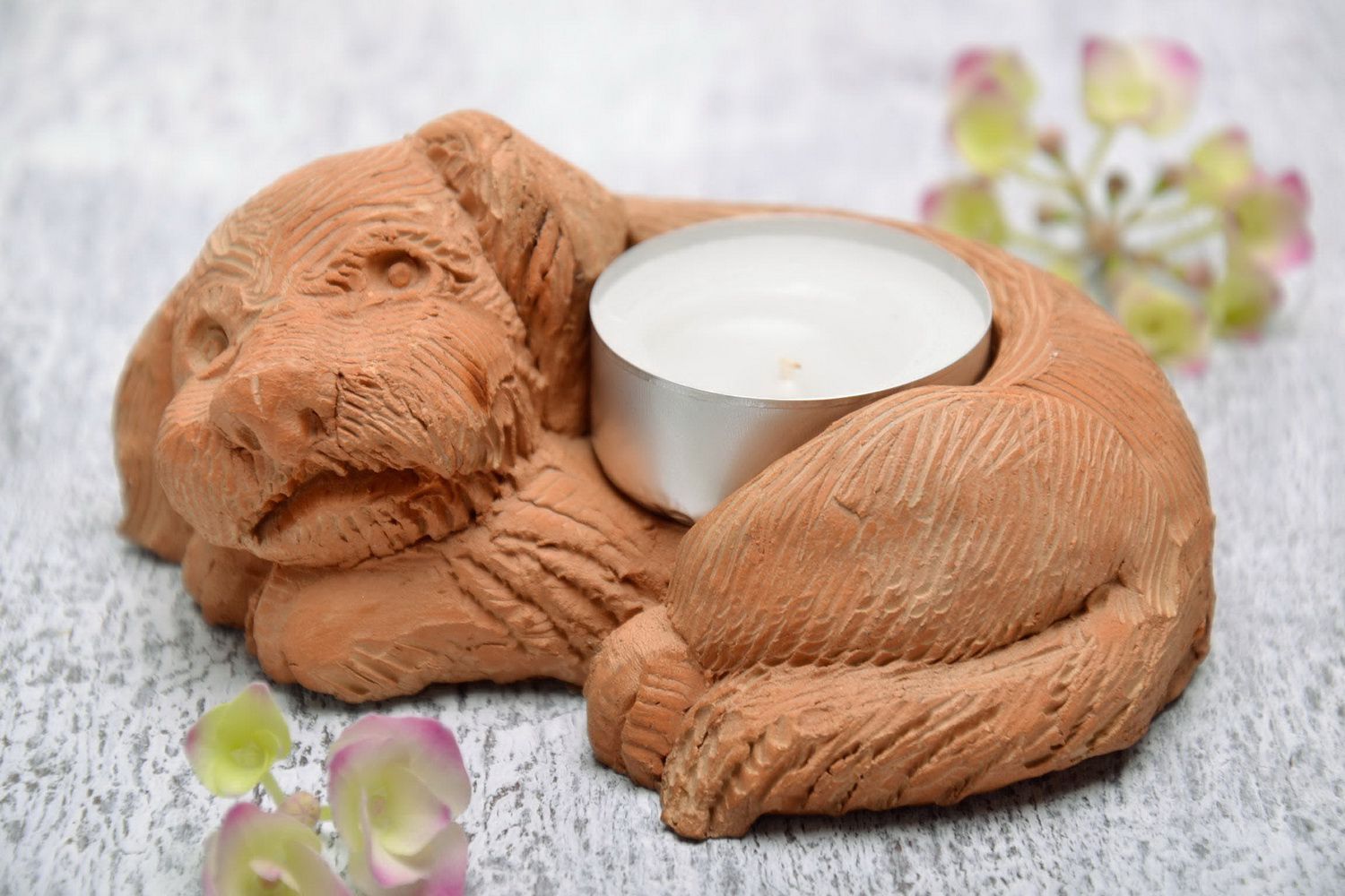 Clay statuette-candlestick Dog photo 5