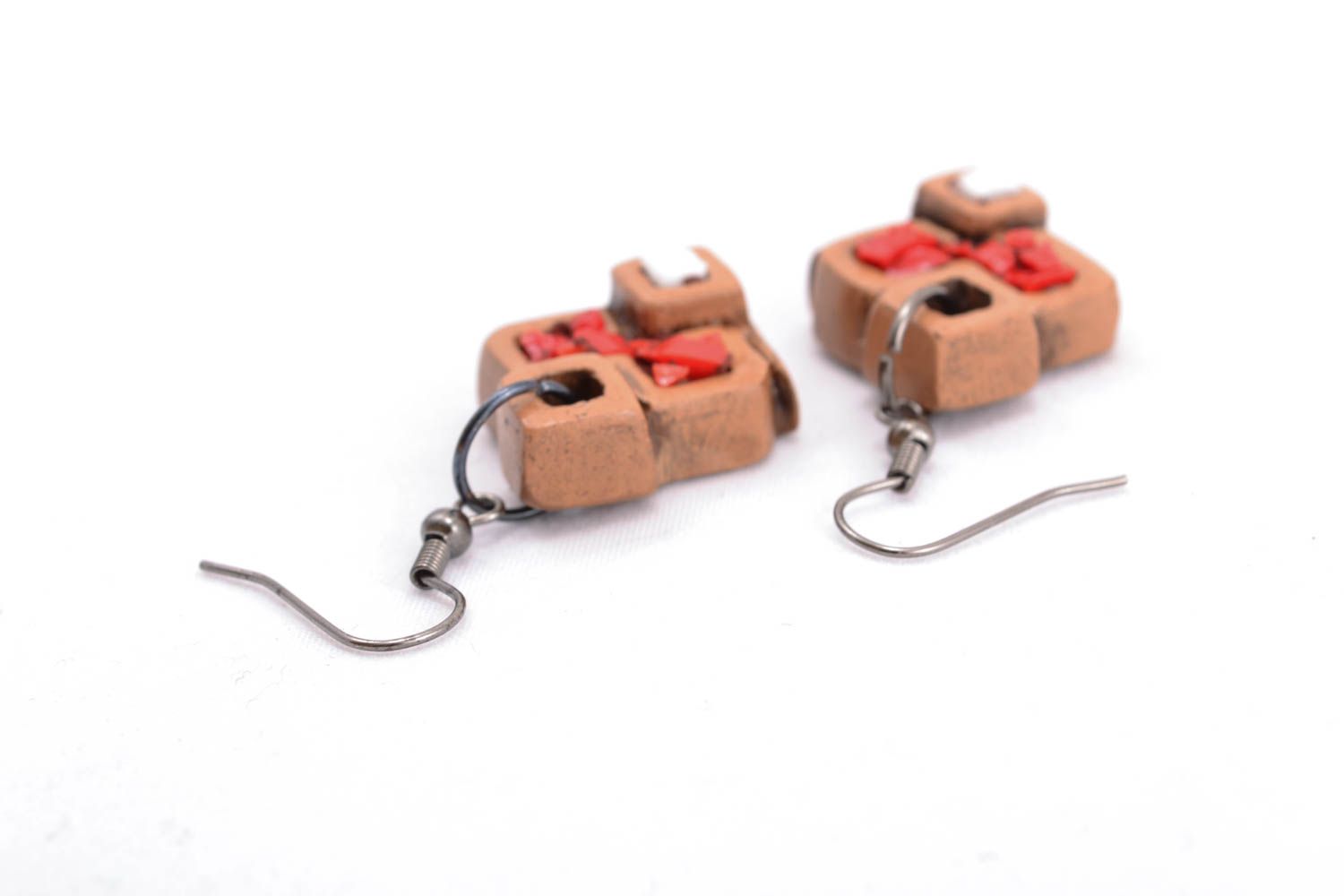 Ceramic earrings with glass photo 3