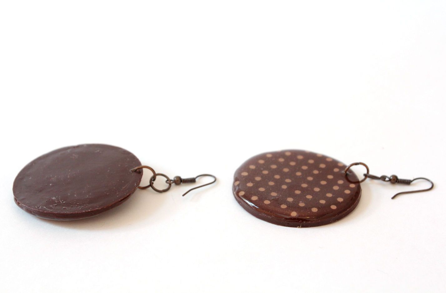 Round earrings made ​​of polymer clay photo 3