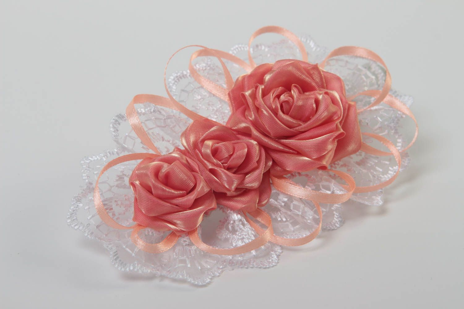 Handmade Blumen Haarspange festlicher Haarschmuck Accessoire für Haare foto 2