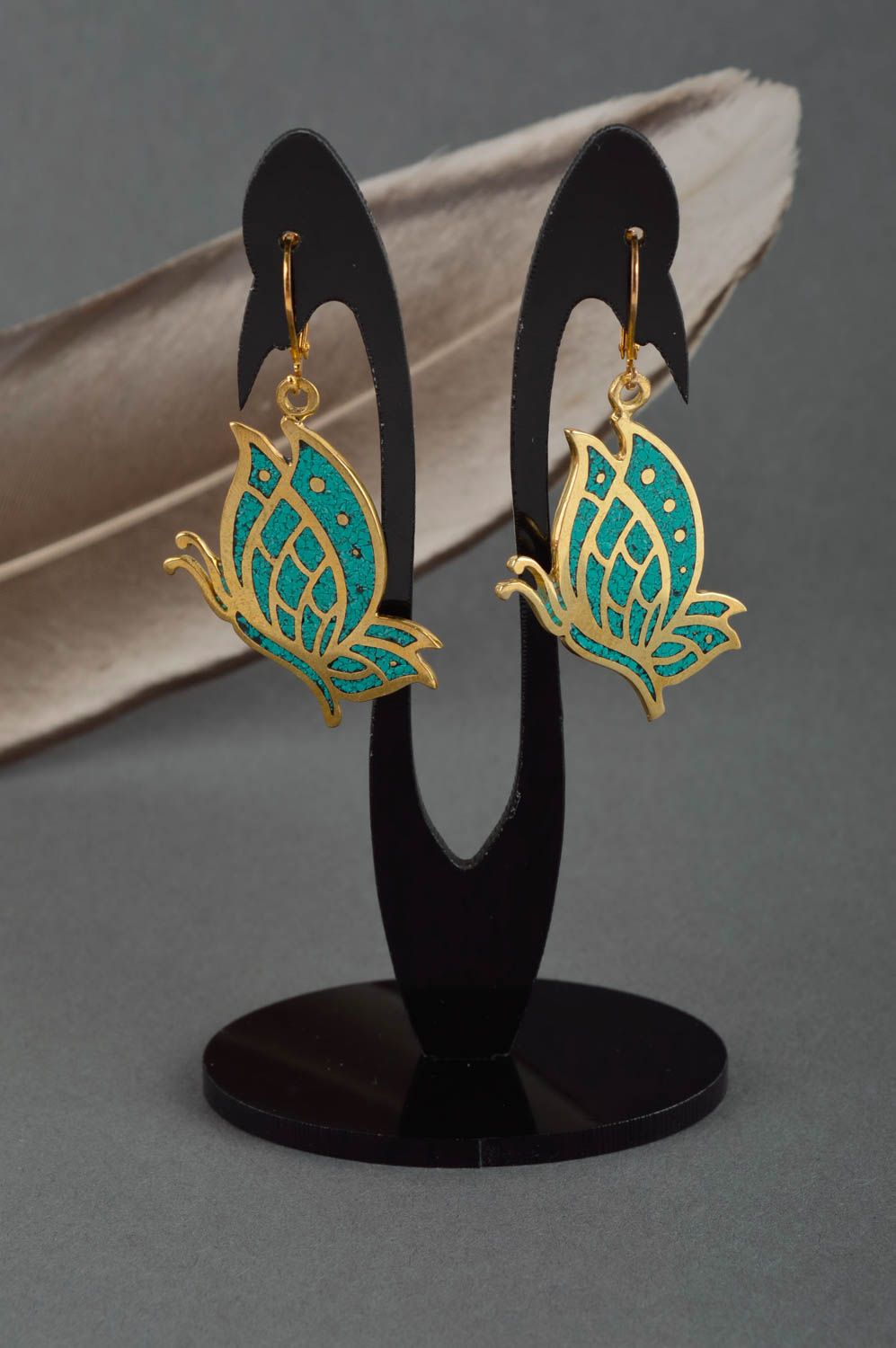 Handmade Eastern earrings designer brass accessory feminine earrings gift photo 1