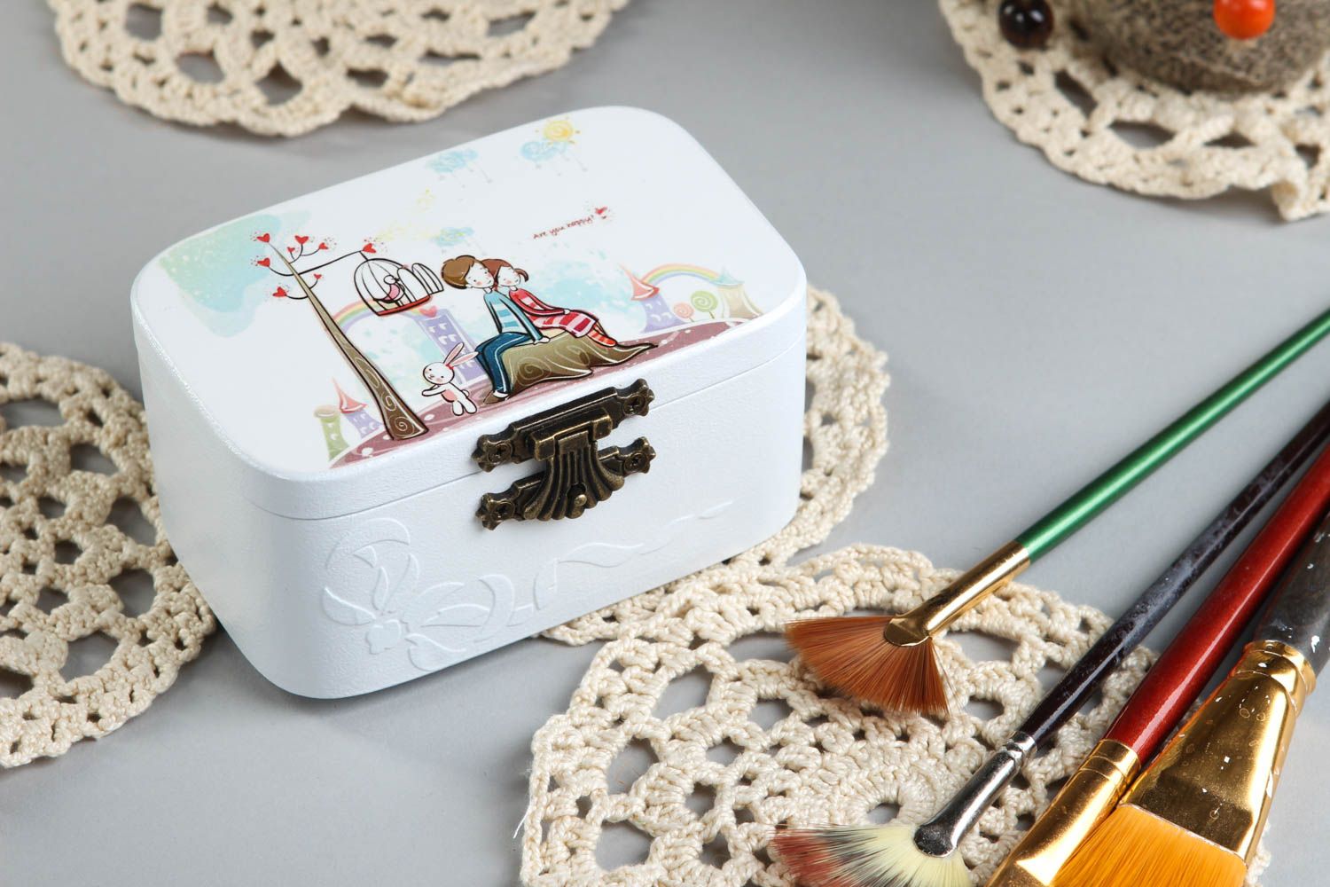 Caja de madera hecha a mano para joyas decoración de interior regalo original foto 1