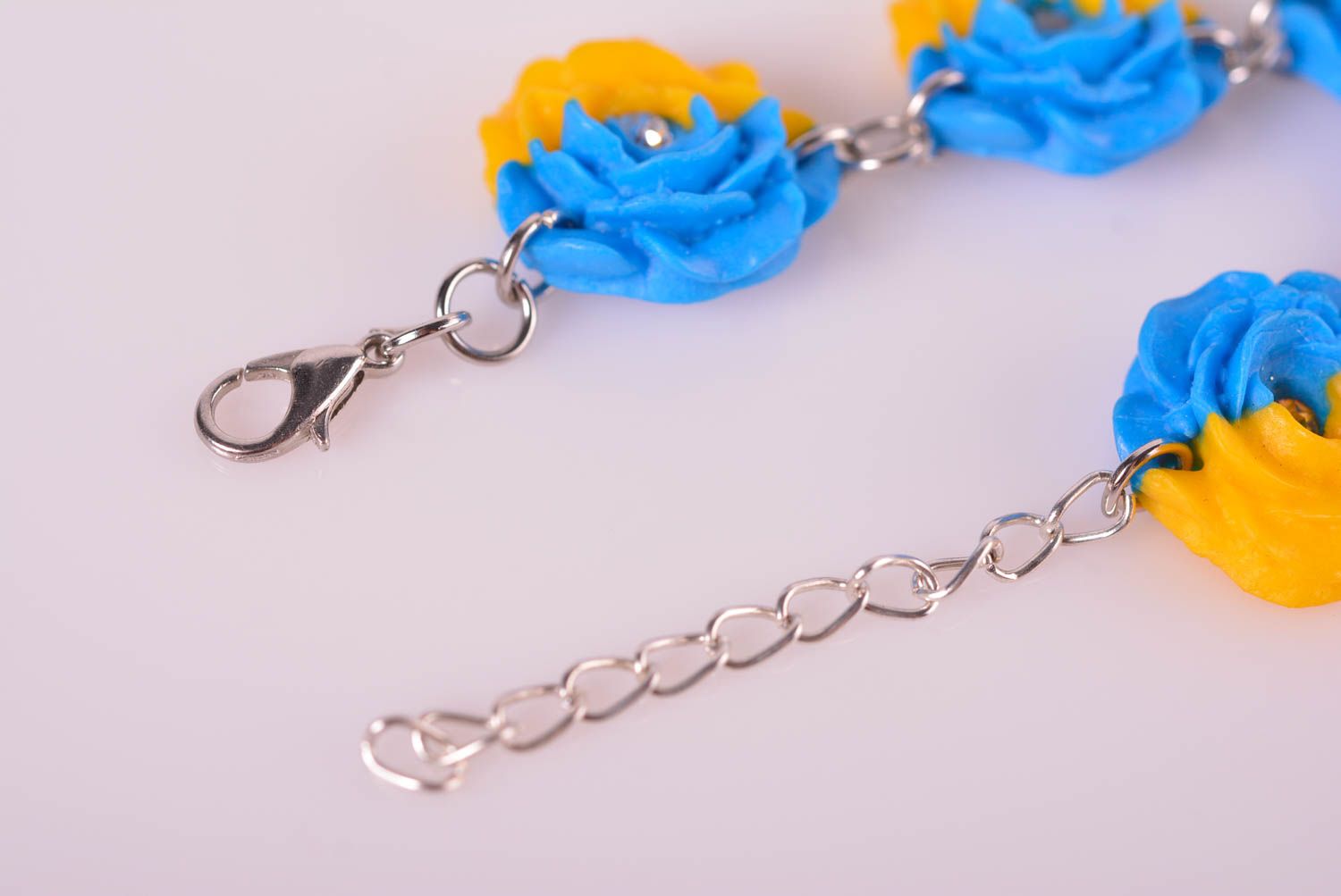 Chain tennis clay five yellow and blue flowers bracelet for women photo 5