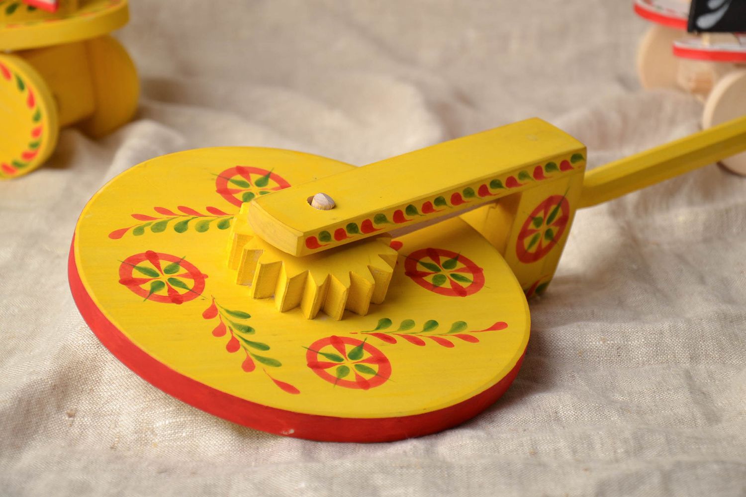 Wooden toy rattle with Yavorovsk painting photo 1