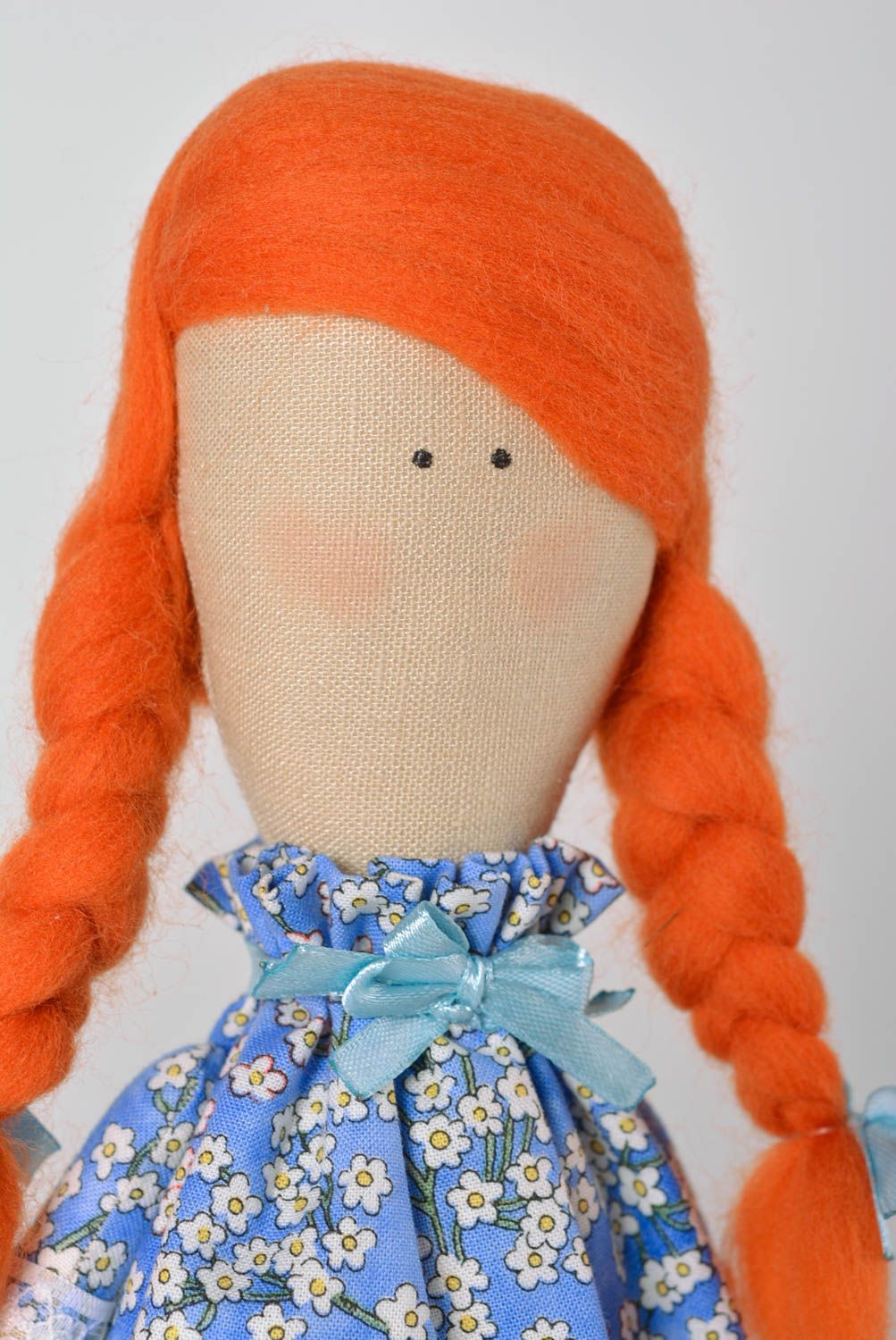 Handmade fabric doll decorative stuffed toy present for children nursery decor photo 2