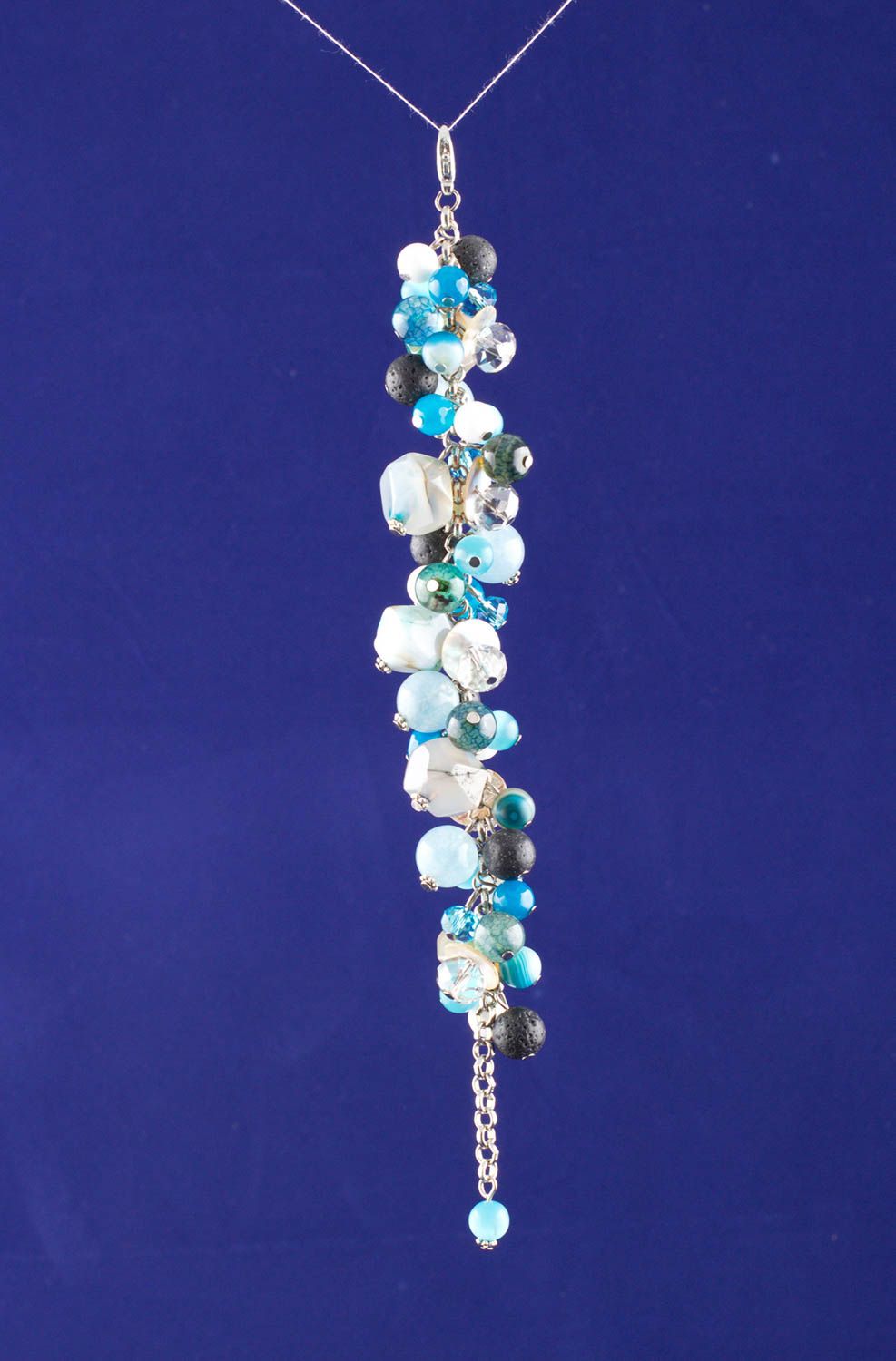 Handmade blaues Armband mit Steinen Achat Designer Schmuck Frauen Accessoire foto 2