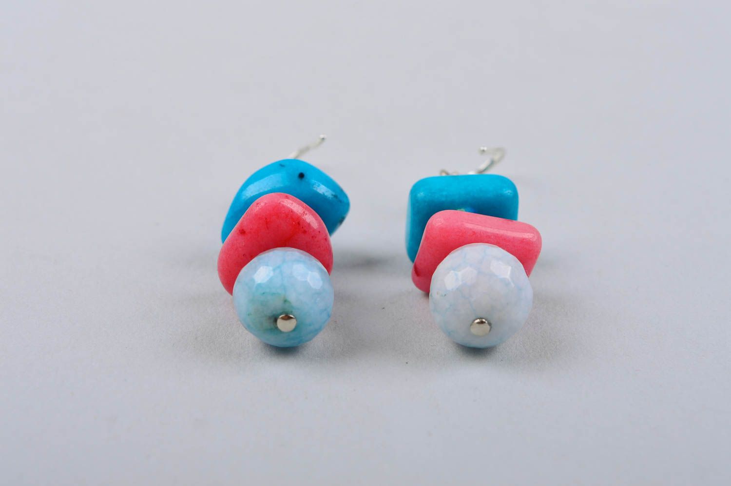 Handmade earrings with agate pendants designer women accessory idea for gift photo 4