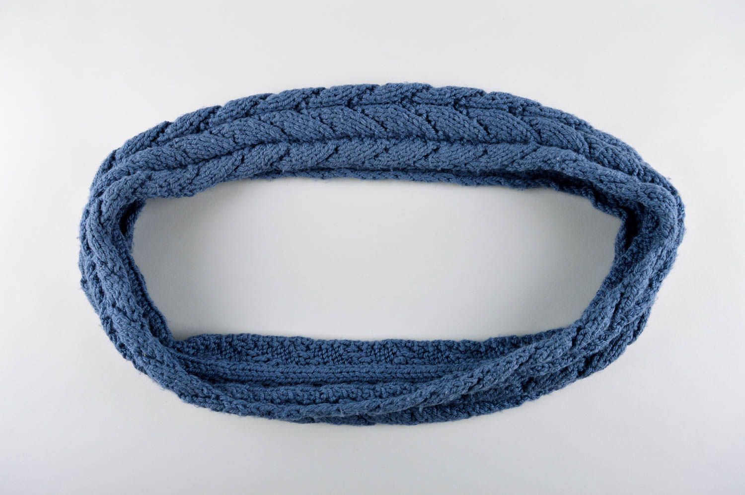 Handmade knitted blue scarf unusual winter accessory warm designer scarf photo 3