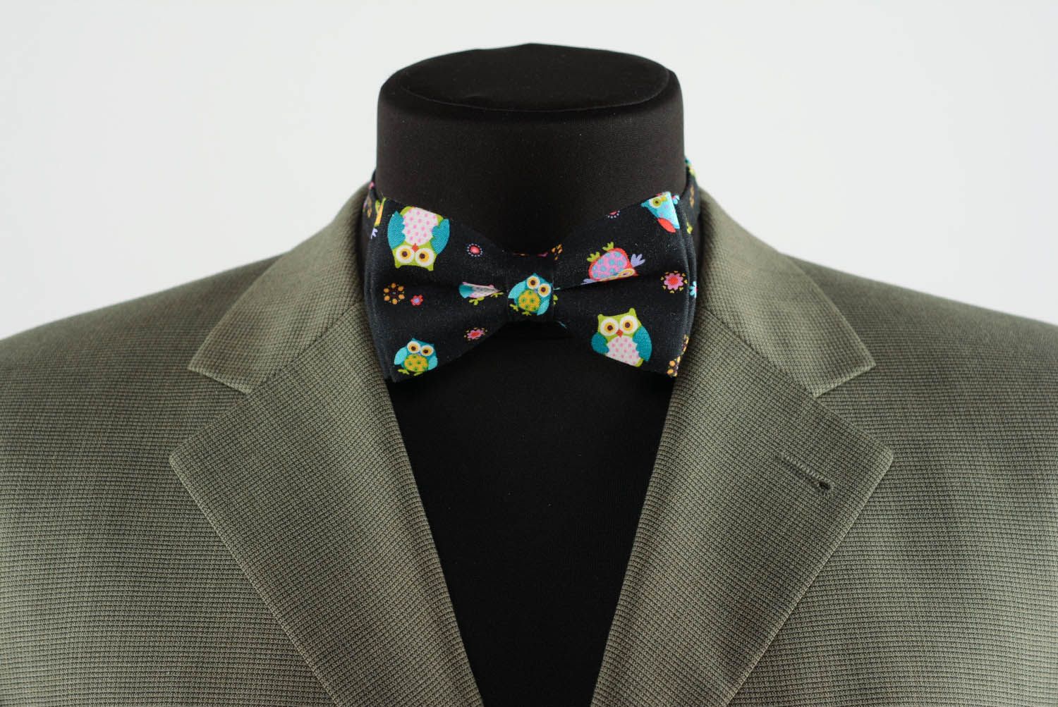Black bow tie with owls  photo 2