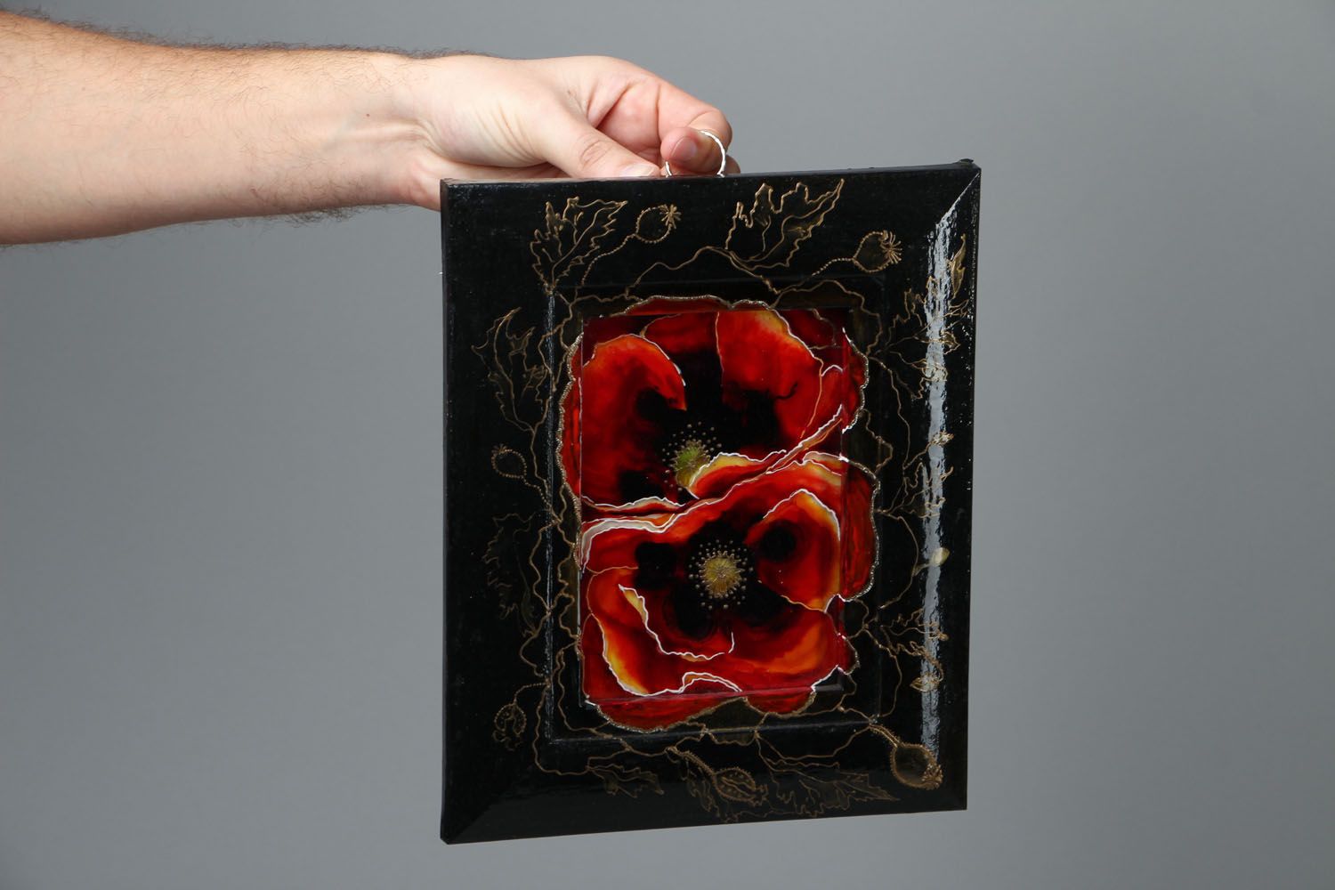Homemade stained glass painting Poppies photo 4