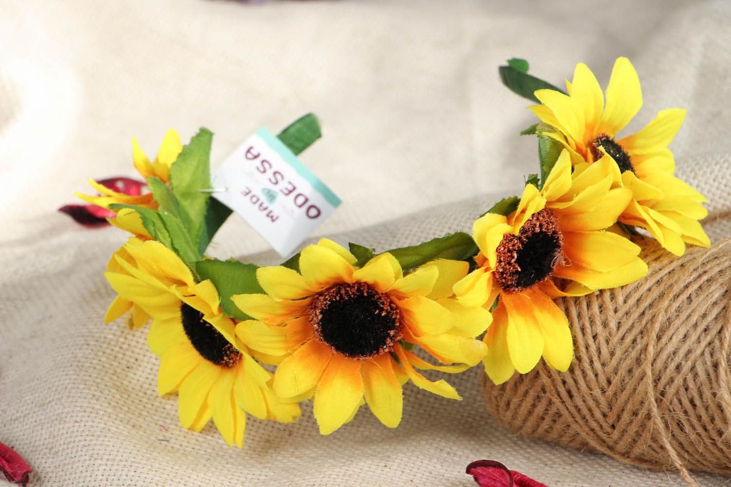 Hairband made of fabric sunflower flowers photo 1