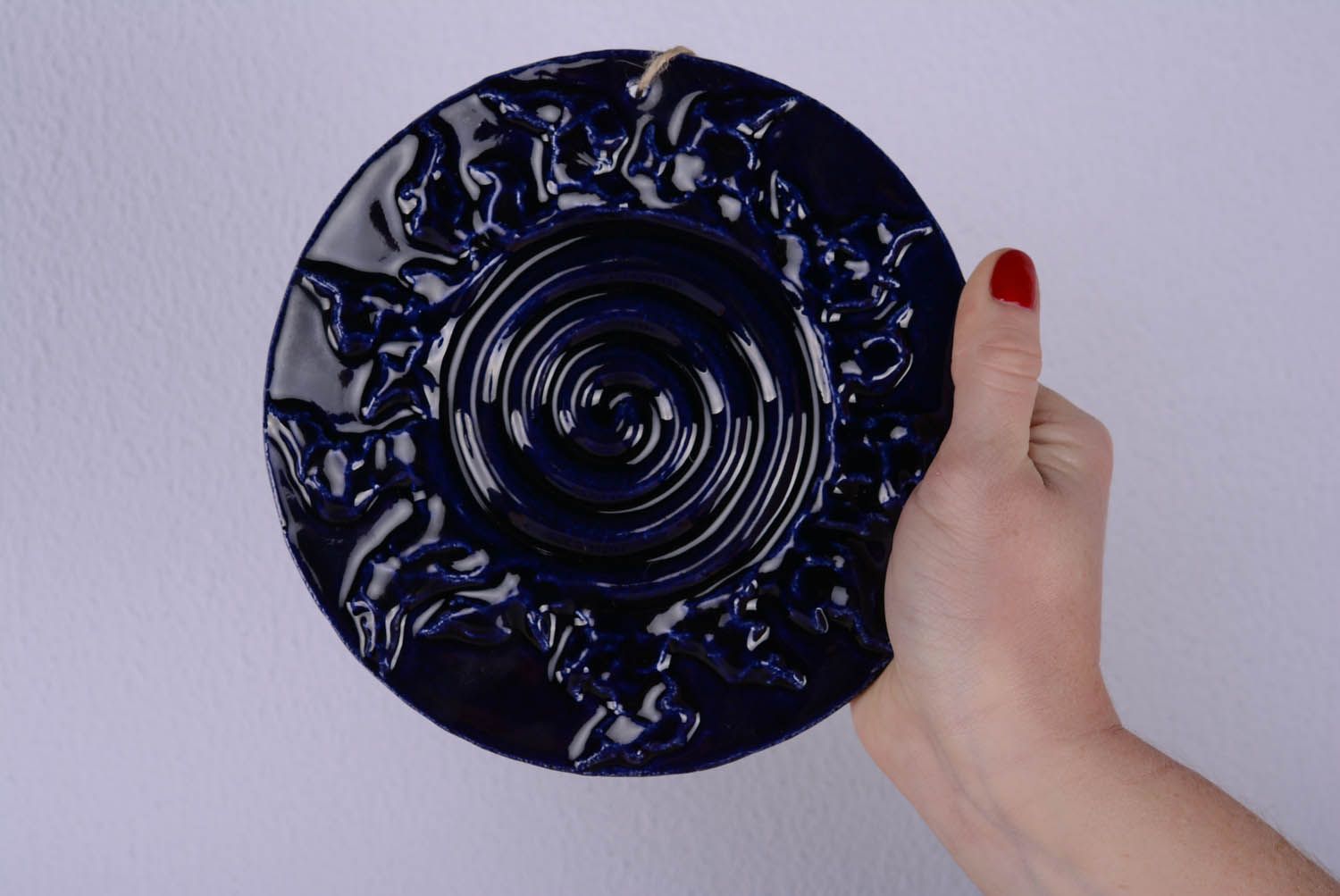 Dekorativer Wandteller aus Keramik Spirale foto 4