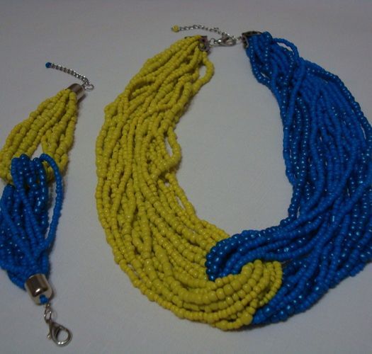 Handmade beaded jewelry set of necklace and bracelet photo 2