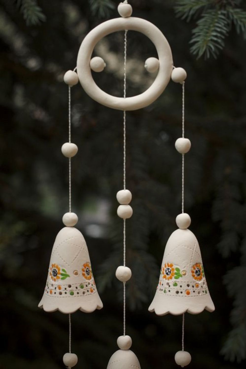 Ceramic bells with cords photo 2