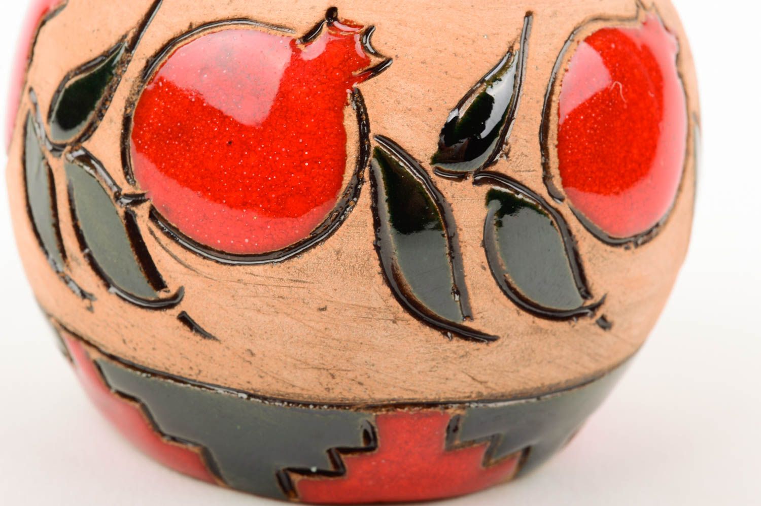 Handgemachte Keramik Deko Glöckchen Figur aus Ton Geschenk Idee Granatapfel foto 5