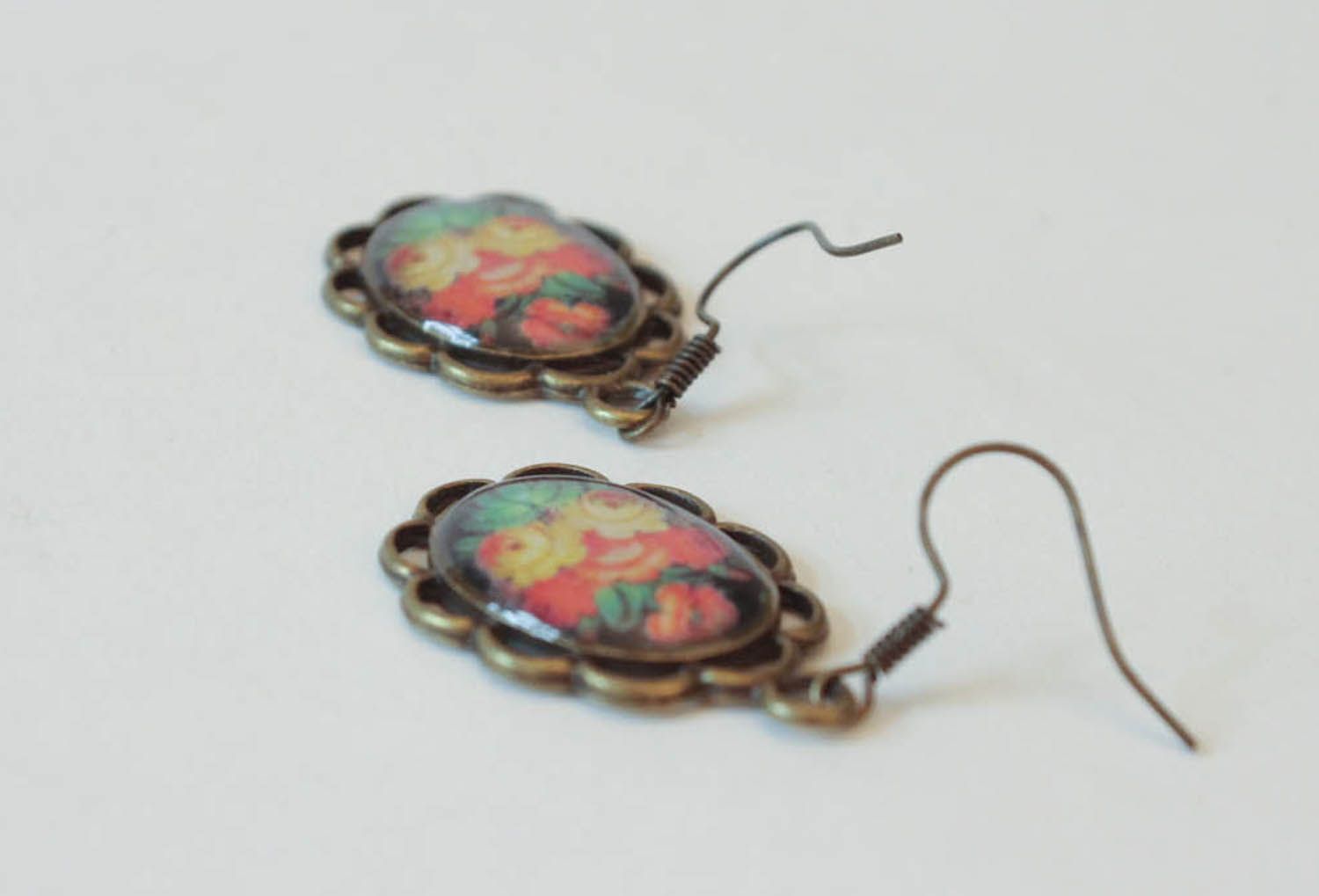 Vintage earrings with flowers  photo 3