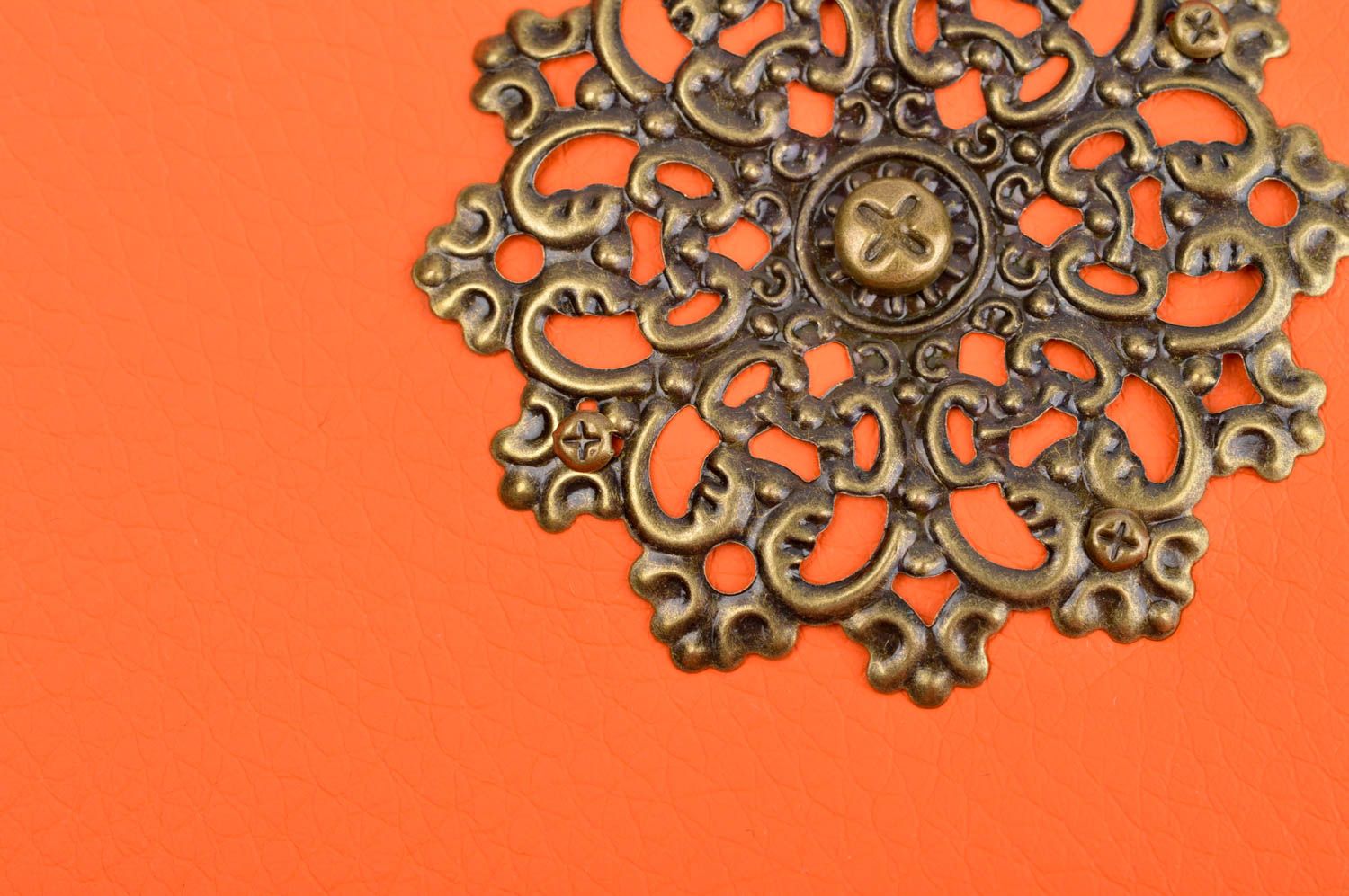 Étui passeport cuir fait main Protège-passeport décoré orange Accessoire femme photo 3