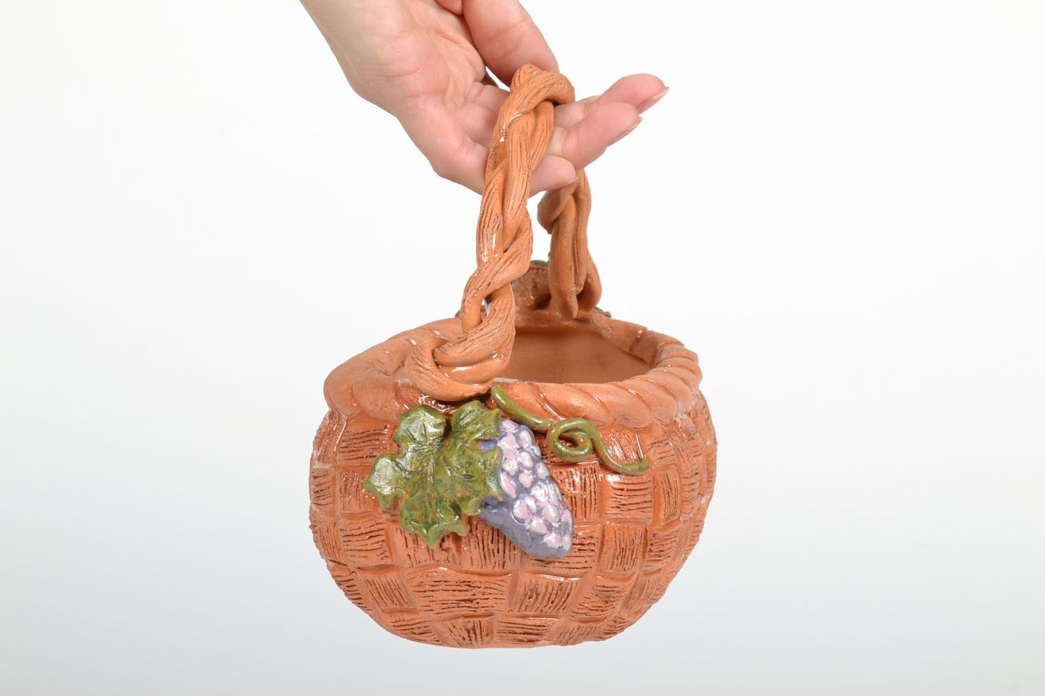 Petite corbeille céramique Grappe de raisin faite main photo 5
